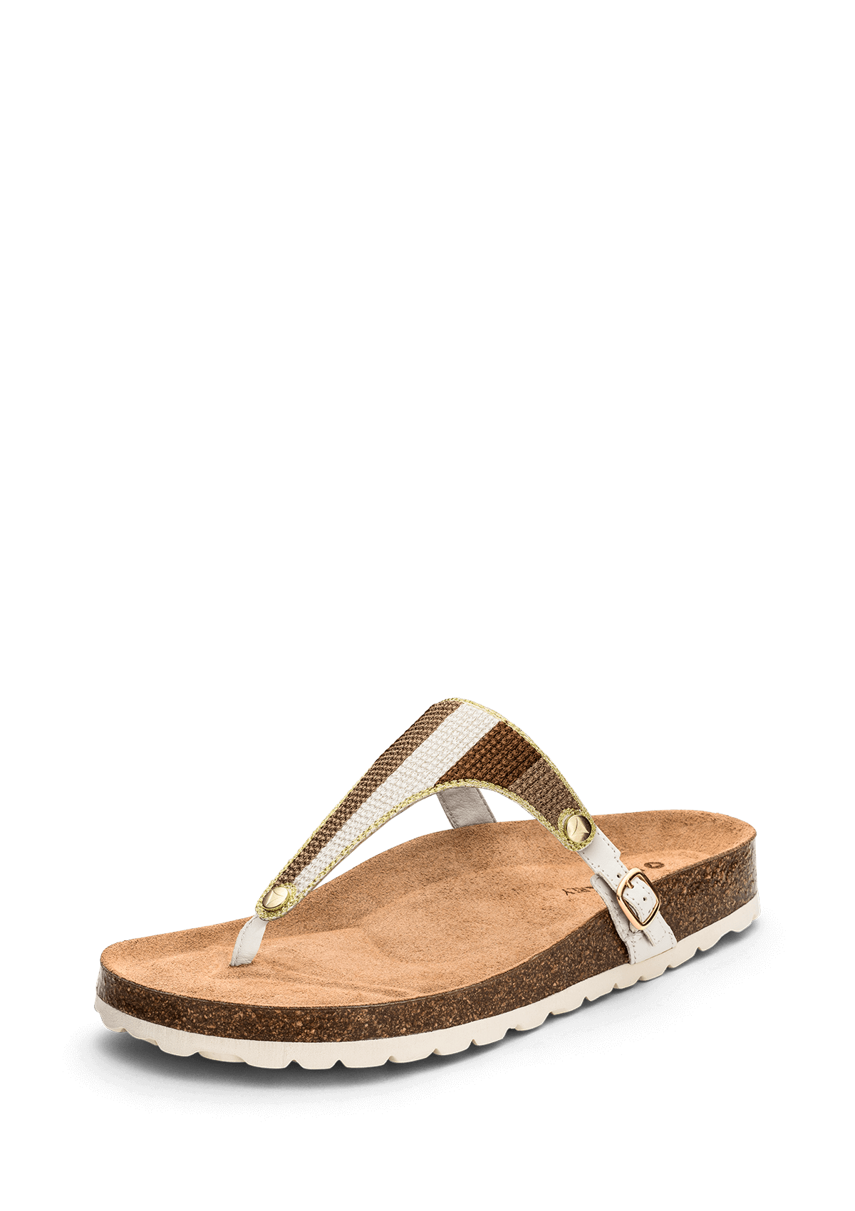 Seitenansicht auf neutralem Hintergrund des Produktes Summer Stripe in der Farbe Casual Cork Crema