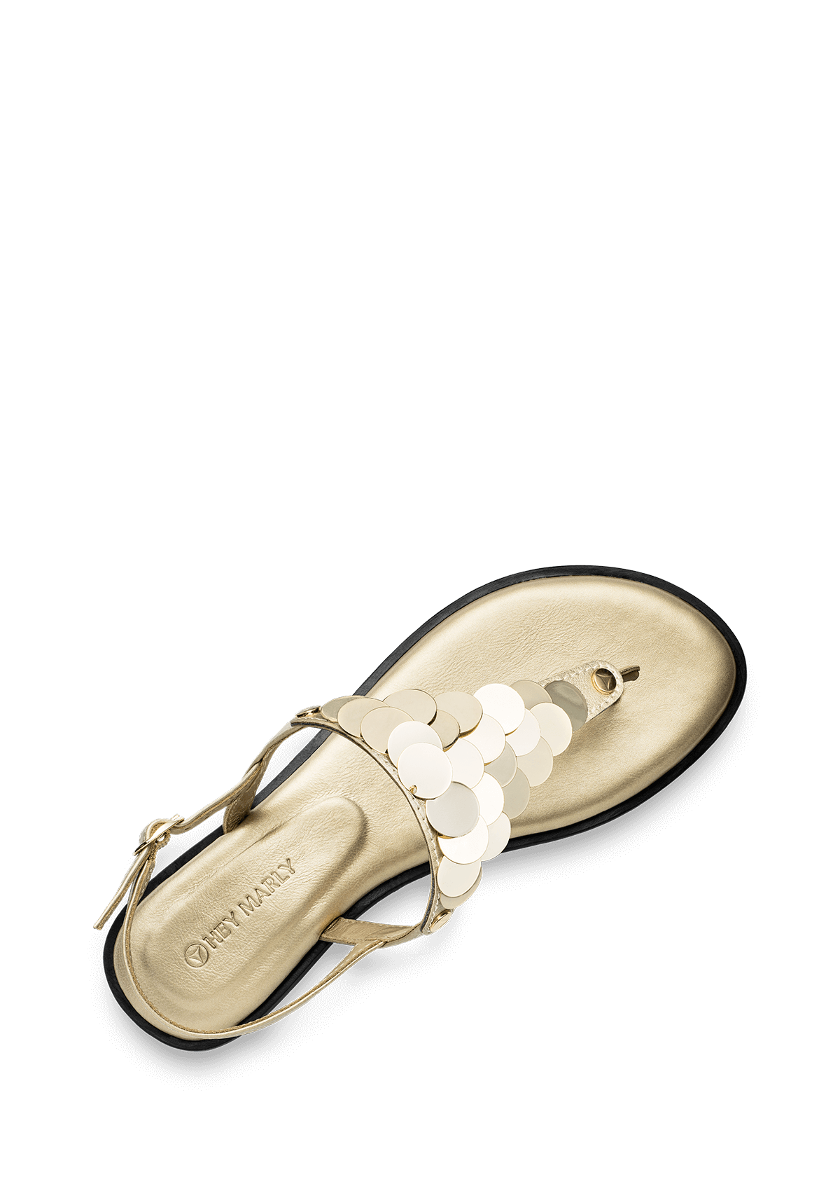 Seitenansicht auf neutralem Hintergrund des Produktes Shiny Plate in der Farbe Classic Gold