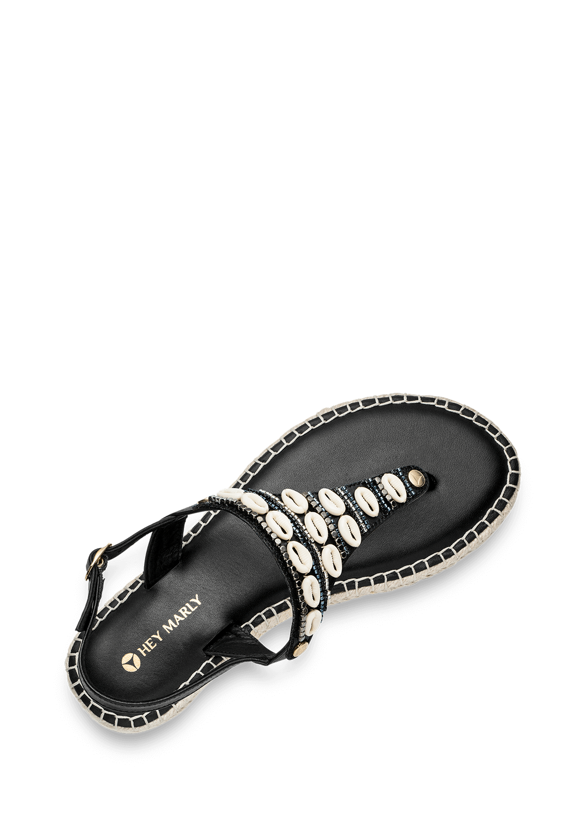 Seitenansicht auf neutralem Hintergrund des Produktes Ethno Shells in der Farbe Classic Bast Black