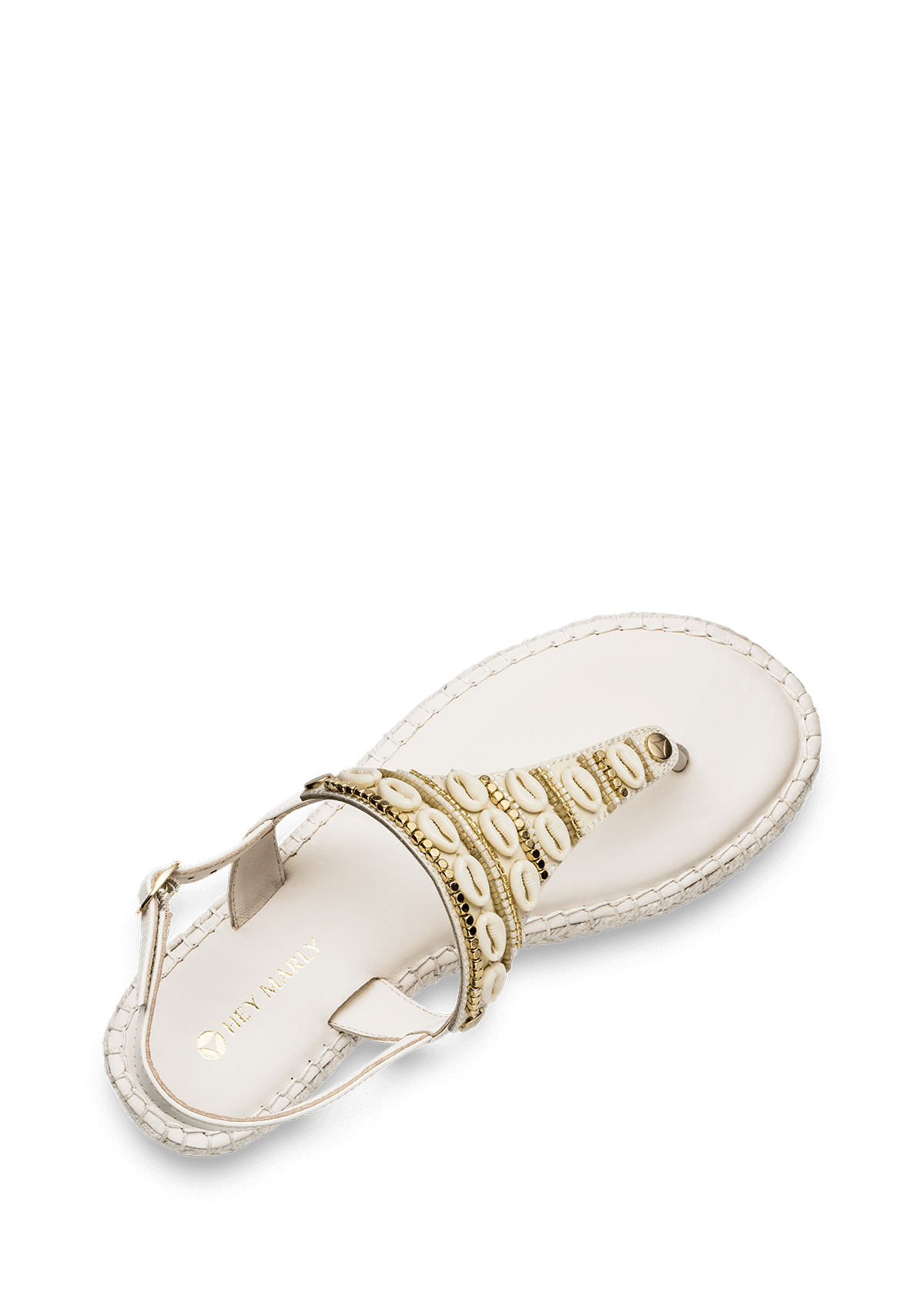 Seitenansicht auf neutralem Hintergrund des Produktes Ethno Shells in der Farbe Classic Bast Crema