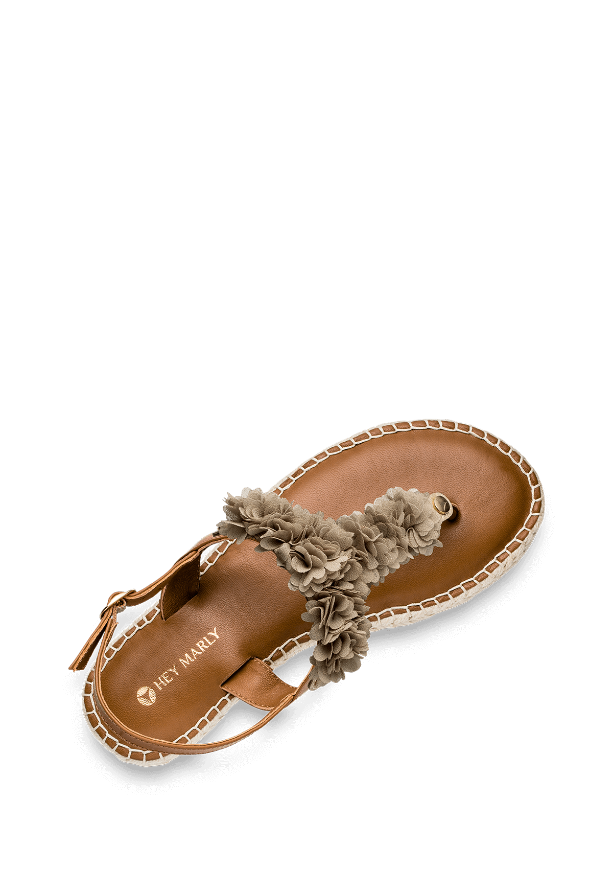 Seitenansicht auf neutralem Hintergrund des Produktes Soft Flower in der Farbe Classic Bast Cognac