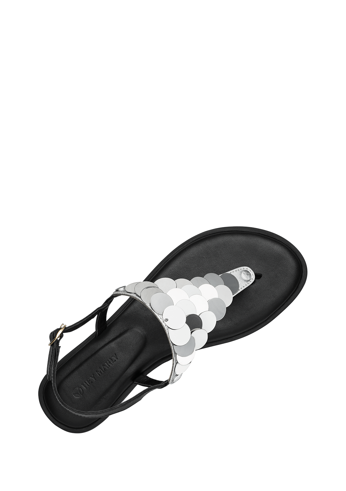 Seitenansicht auf neutralem Hintergrund des Produktes Shiny Plate in der Farbe Classic Black