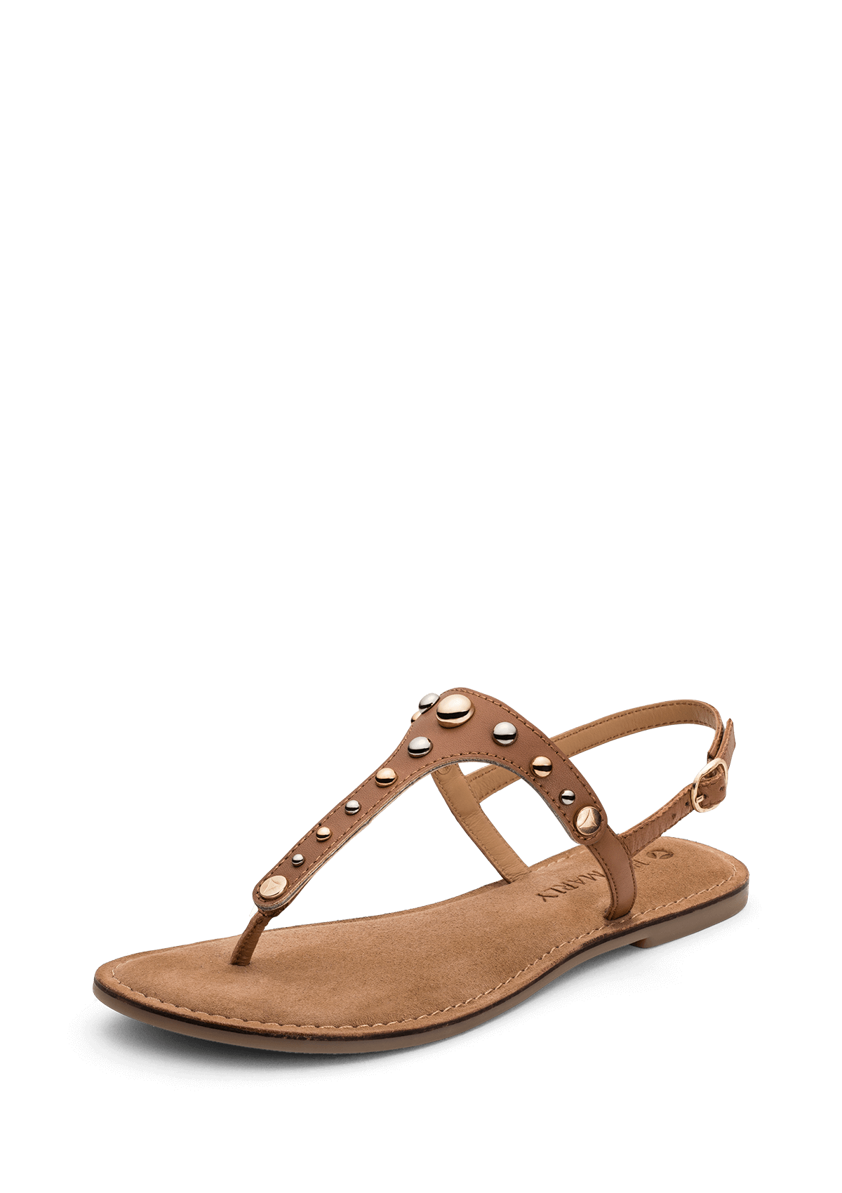 Frontalansicht auf neutralem Hintergrund des Produktes Urban Stud in der Farbe Cognac