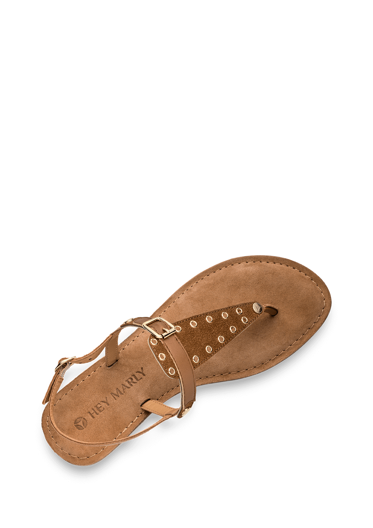 Seitenansicht auf neutralem Hintergrund des Produktes Eyelet Classic in der Farbe Comfort Cognac