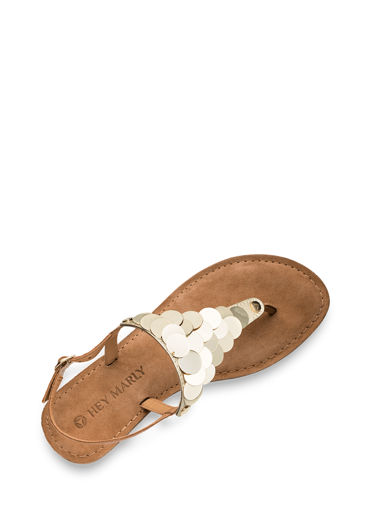 Seitenansicht auf neutralem Hintergrund des Produktes Shiny Plate in der Farbe Comfort Cognac