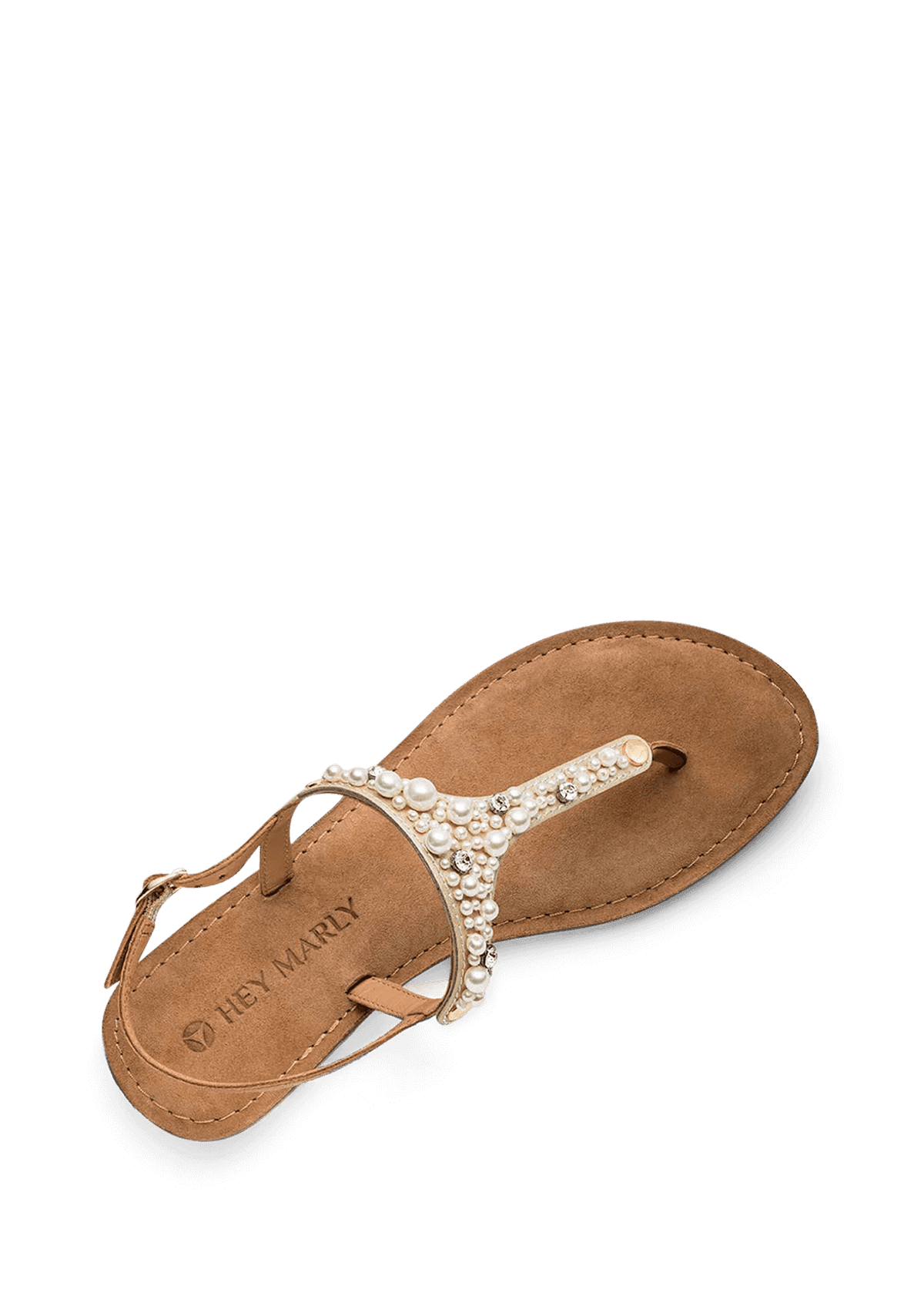 Seitenansicht auf neutralem Hintergrund des Produktes Precious Pearl in der Farbe Comfort Cognac White