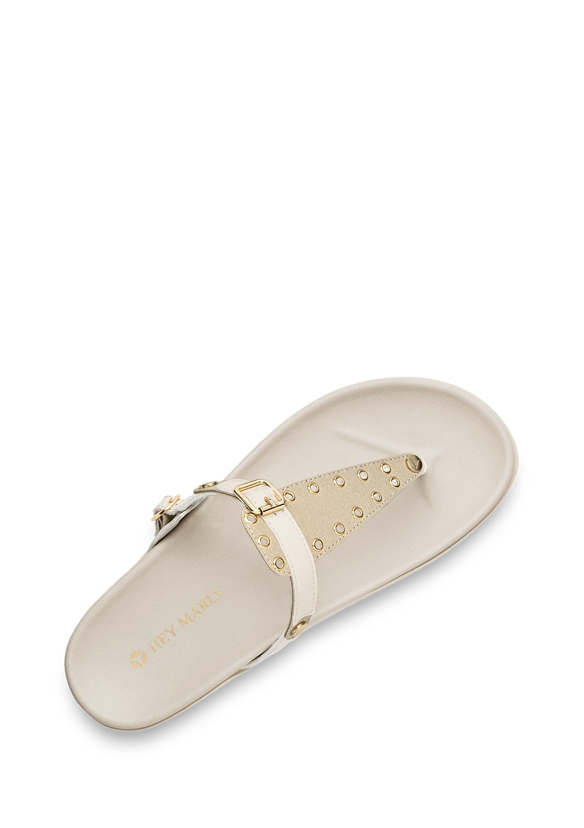 Seitenansicht auf neutralem Hintergrund des Produktes Eyelet Classic in der Farbe Casual Clean Crema