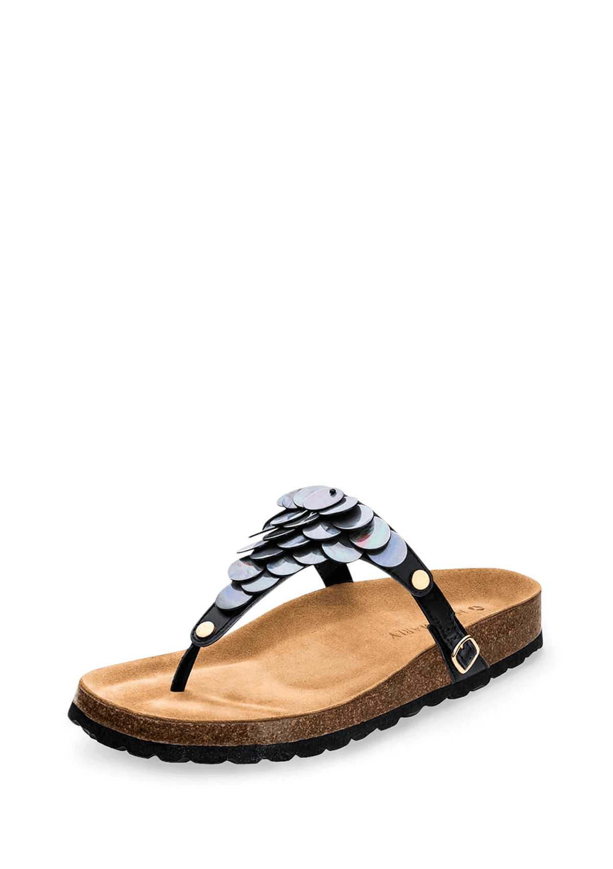 Frontalansicht auf neutralem Hintergrund des Produktes Shiny Plate in der Farbe Casual Cork Black