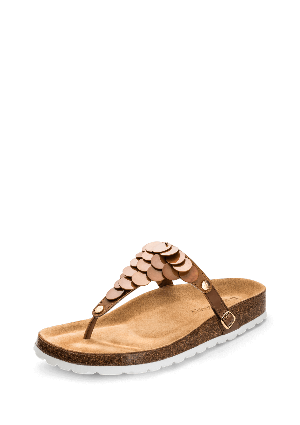 Frontalansicht auf neutralem Hintergrund des Produktes Shiny Plate in der Farbe Casual Cork Cognac