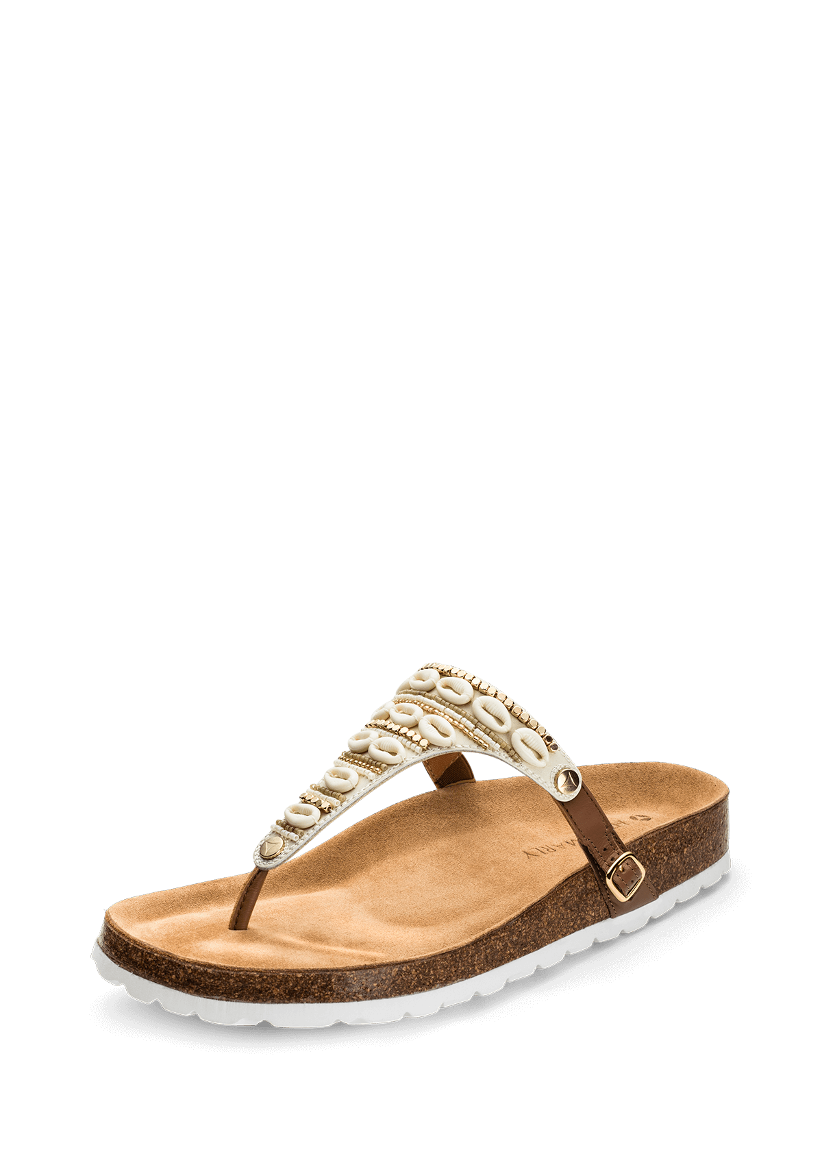 Frontalansicht auf neutralem Hintergrund des Produktes Ethno Shells in der Farbe Casual Cork Cognac