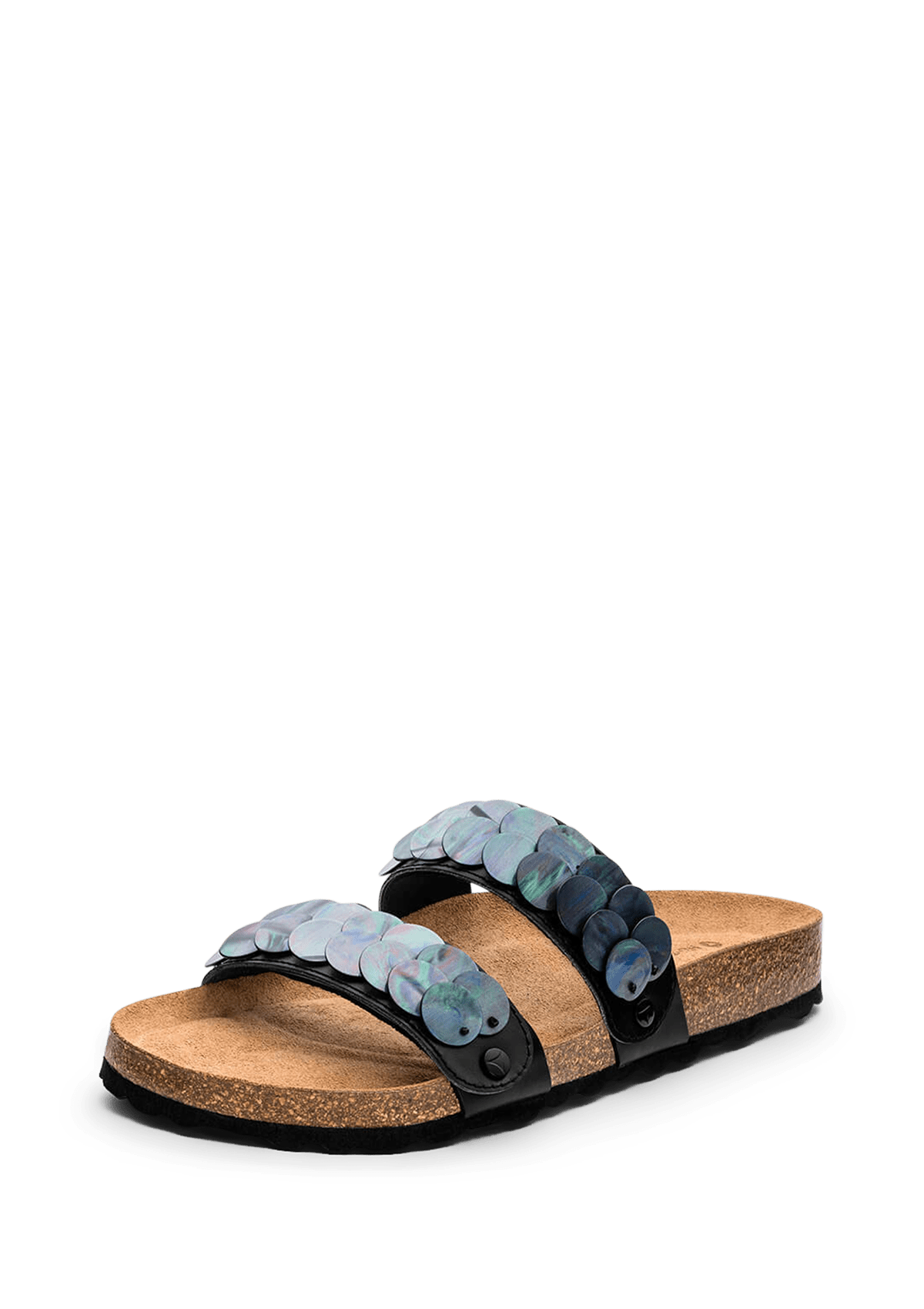 Frontalansicht auf neutralem Hintergrund des Produktes Shiny Plate in der Farbe Casual Cork Black