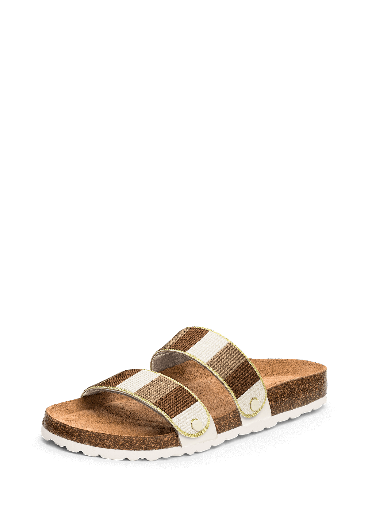 Seitenansicht auf neutralem Hintergrund des Produktes Summer Stripe in der Farbe Casual Cork Crema