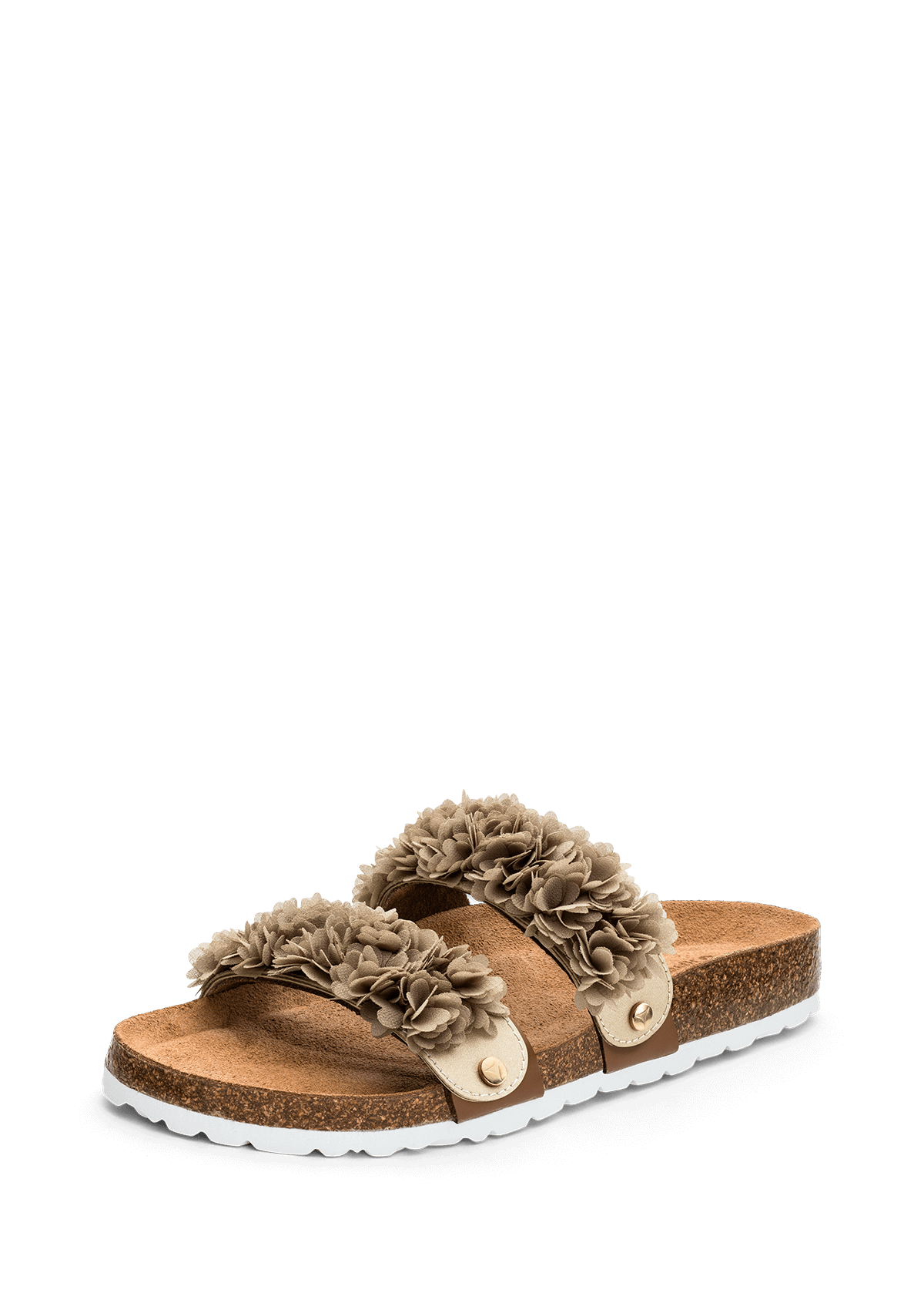 Frontalansicht auf neutralem Hintergrund des Produktes Soft Flower in der Farbe Gold-Sand