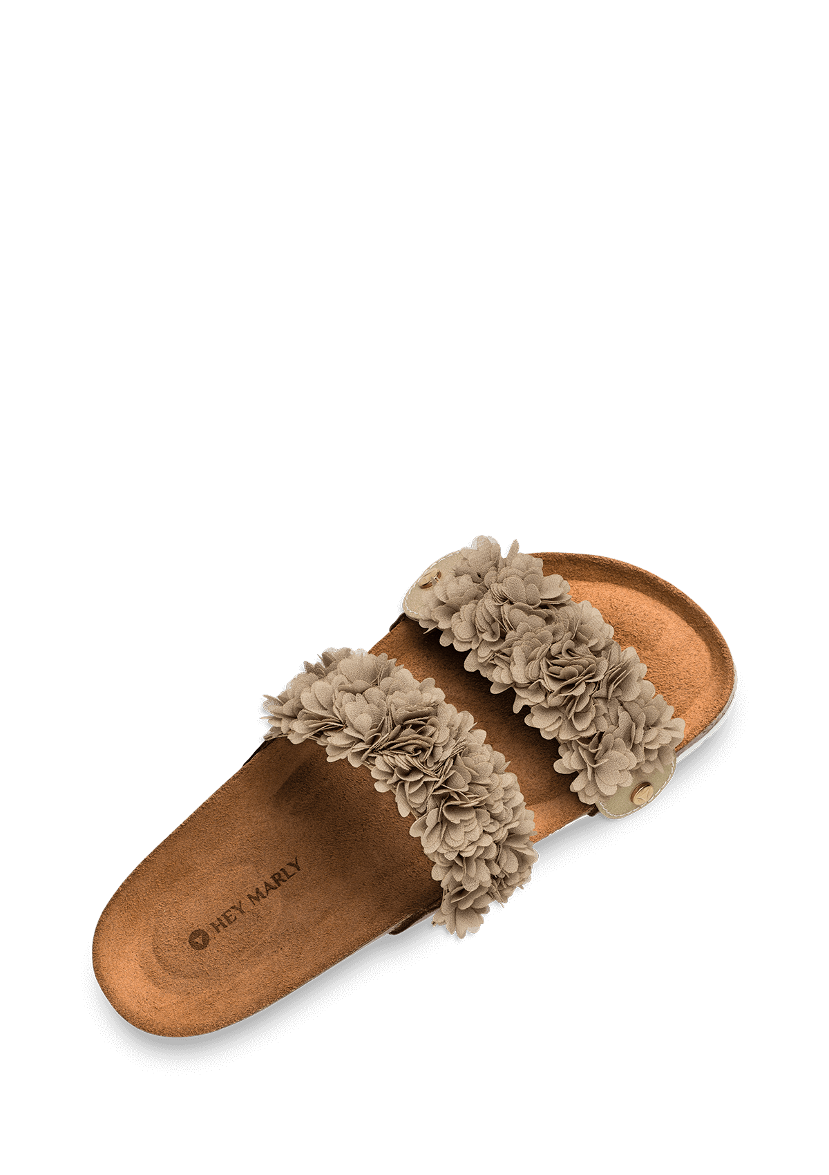 Seitenansicht auf neutralem Hintergrund des Produktes Soft Flower in der Farbe Casual Cork Cognac