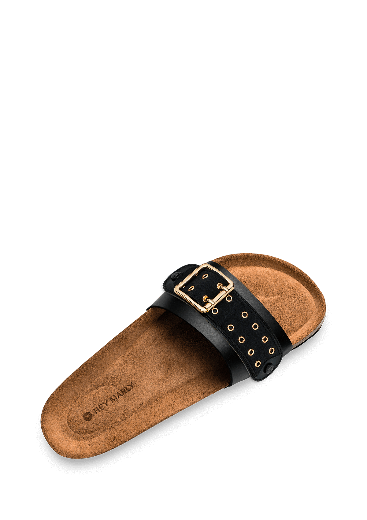 Seitenansicht auf neutralem Hintergrund des Produktes Eyelet Classic in der Farbe Casual Cork Black