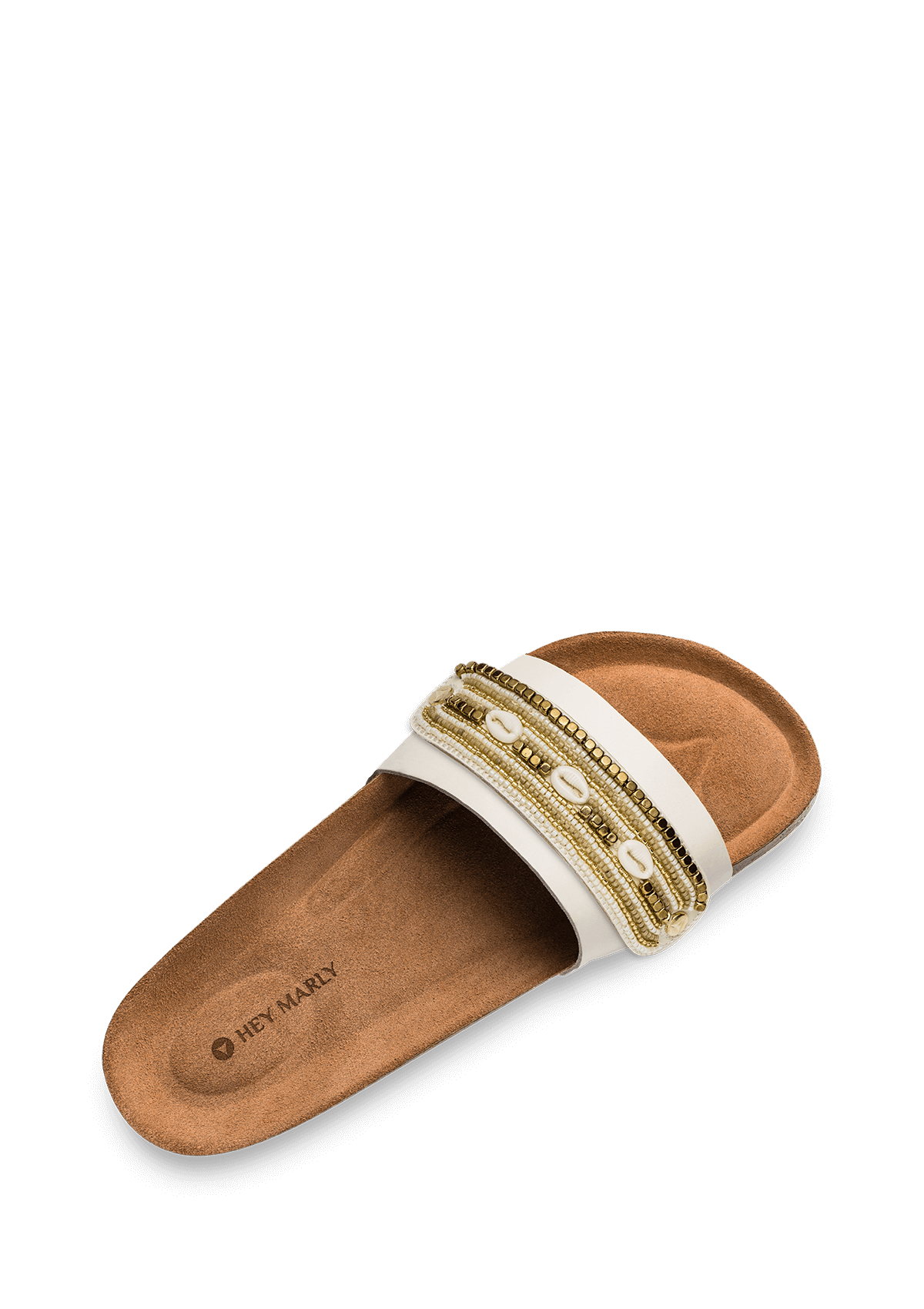 Seitenansicht auf neutralem Hintergrund des Produktes Ethno Shells in der Farbe Casual Cork Crema
