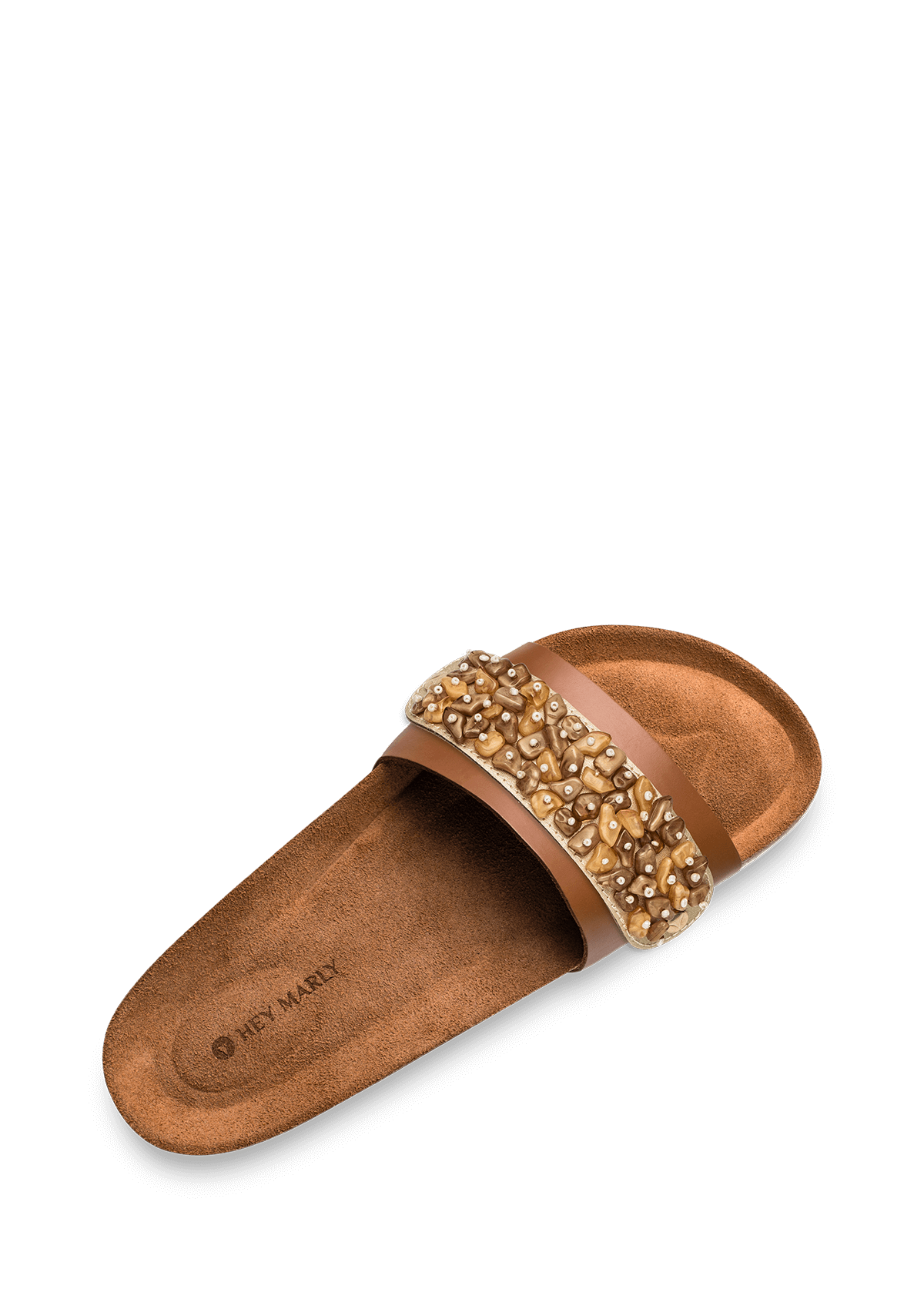 Seitenansicht auf neutralem Hintergrund des Produktes Majestic Moon in der Farbe Casual Cork Cognac