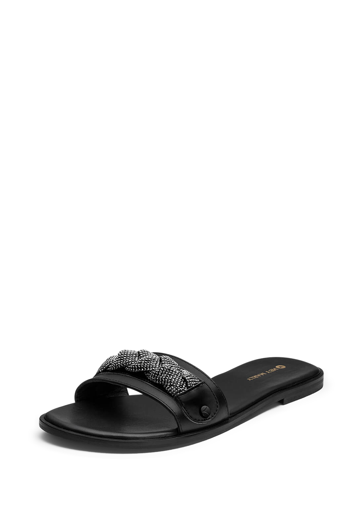Frontalansicht auf neutralem Hintergrund des Produktes Braided Glitter in der Farbe Classic Black