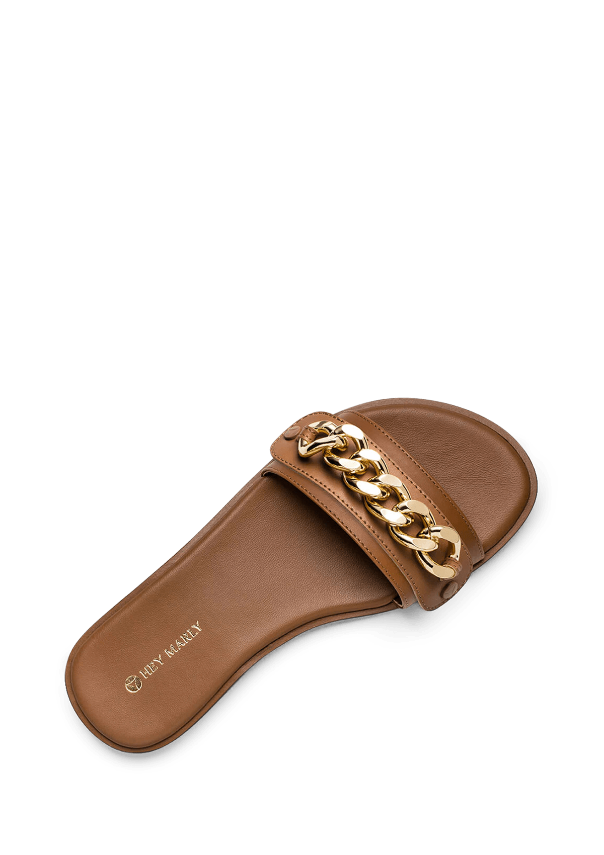 Seitenansicht auf neutralem Hintergrund des Produktes Gold Chain in der Farbe Classic Cognac
