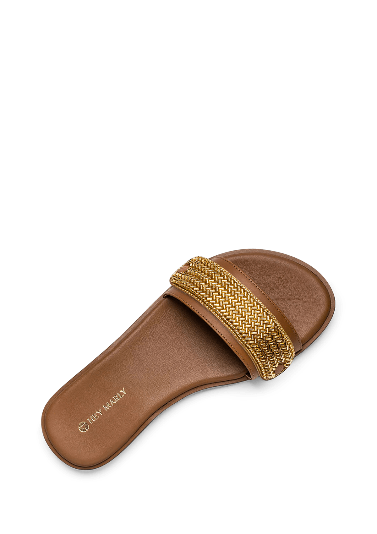 Seitenansicht auf neutralem Hintergrund des Produktes Metallic Beads in der Farbe Classic Cognac