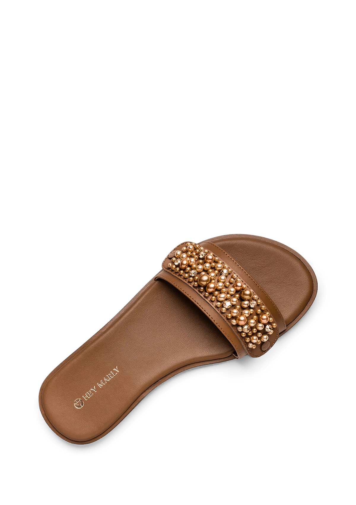 Seitenansicht auf neutralem Hintergrund des Produktes Precious Pearl in der Farbe Classic Cognac