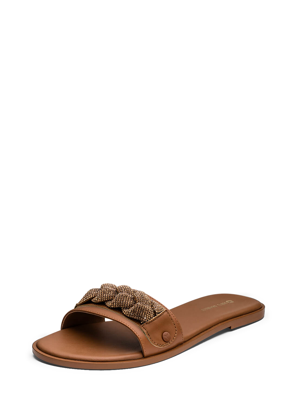 Frontalansicht auf neutralem Hintergrund des Produktes Braided Glitter in der Farbe Classic Cognac