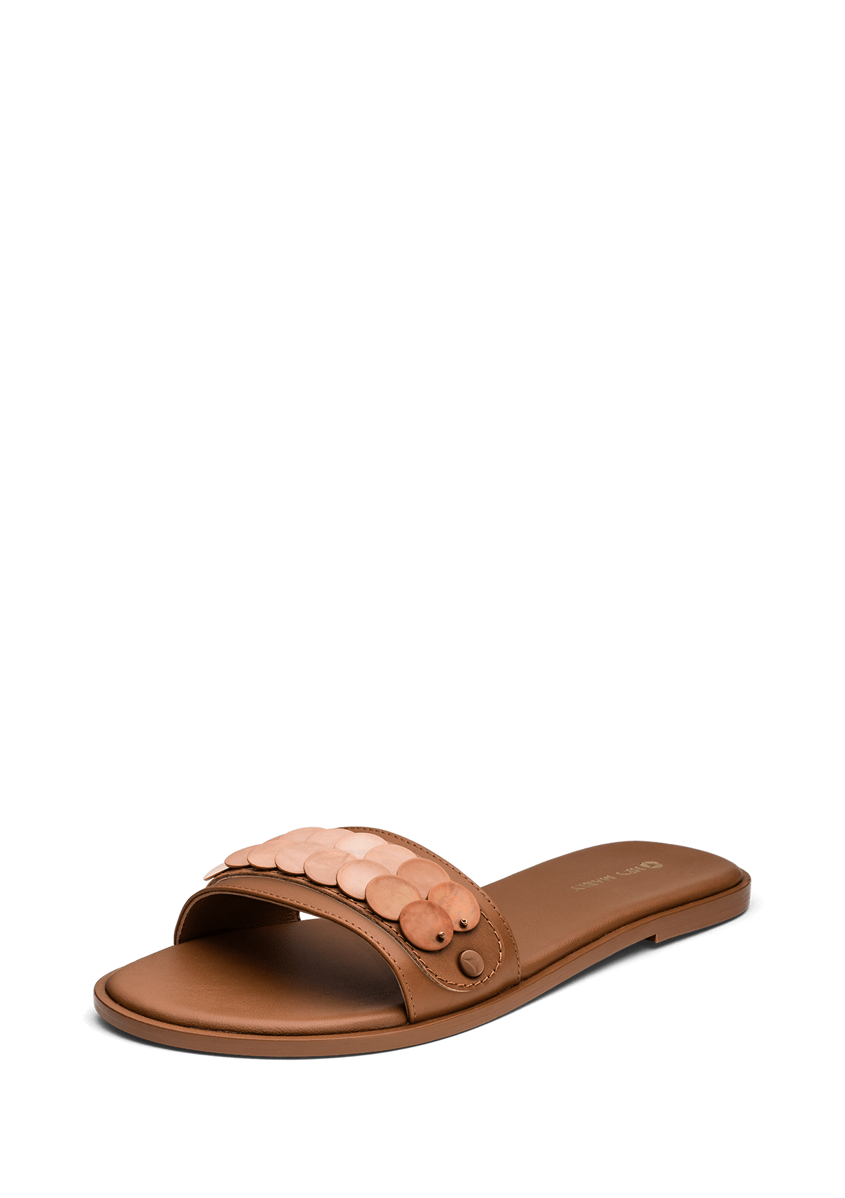 Frontalansicht auf neutralem Hintergrund des Produktes Shiny Plate in der Farbe Classic Cognac