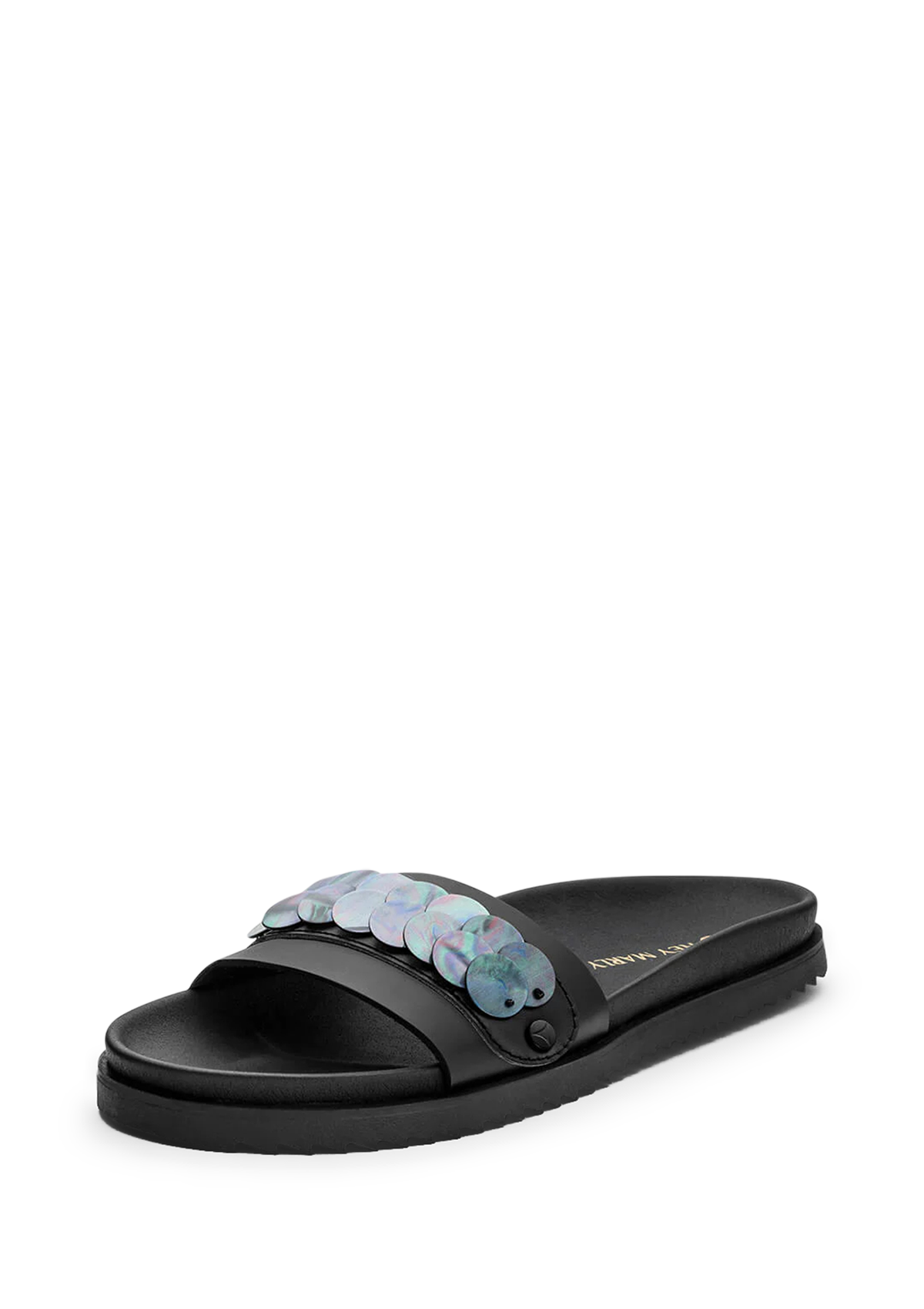 Frontalansicht auf neutralem Hintergrund des Produktes Shiny Plate in der Farbe Casual Clean Black
