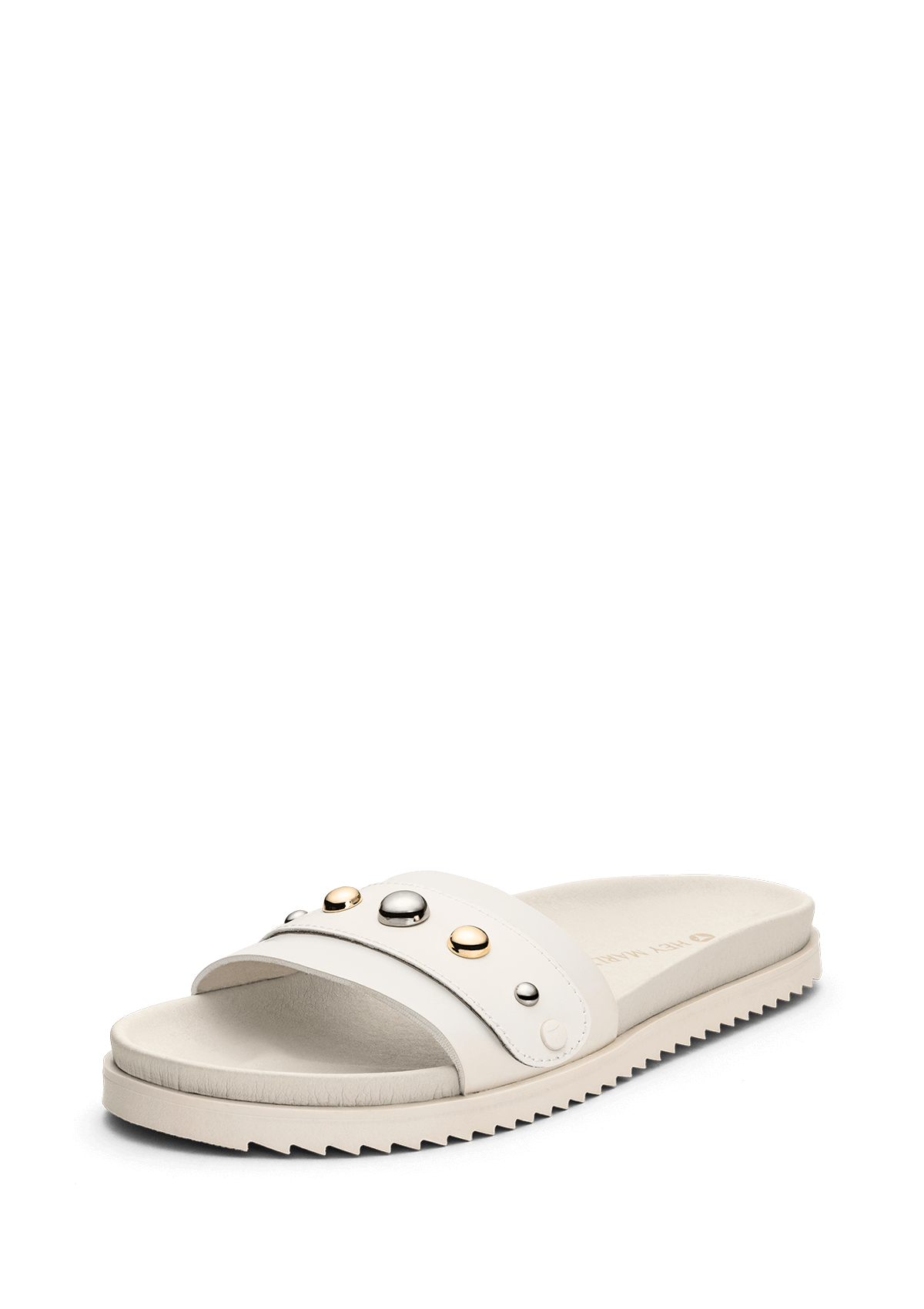 Frontalansicht auf neutralem Hintergrund des Produktes Urban Stud in der Farbe Crema