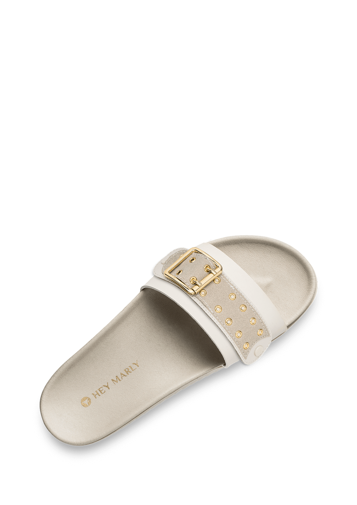 Seitenansicht auf neutralem Hintergrund des Produktes Eyelet Classic in der Farbe Casual Clean Crema