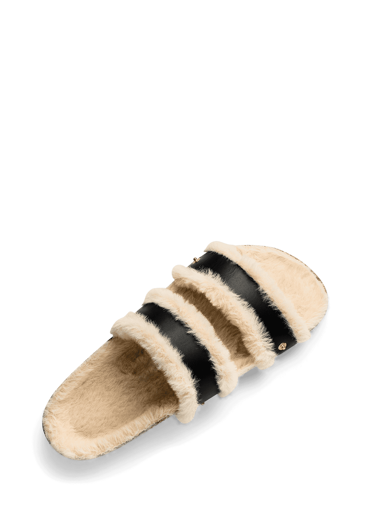 Seitenansicht auf neutralem Hintergrund des Produktes Casual Cork Fur in der Farbe Black