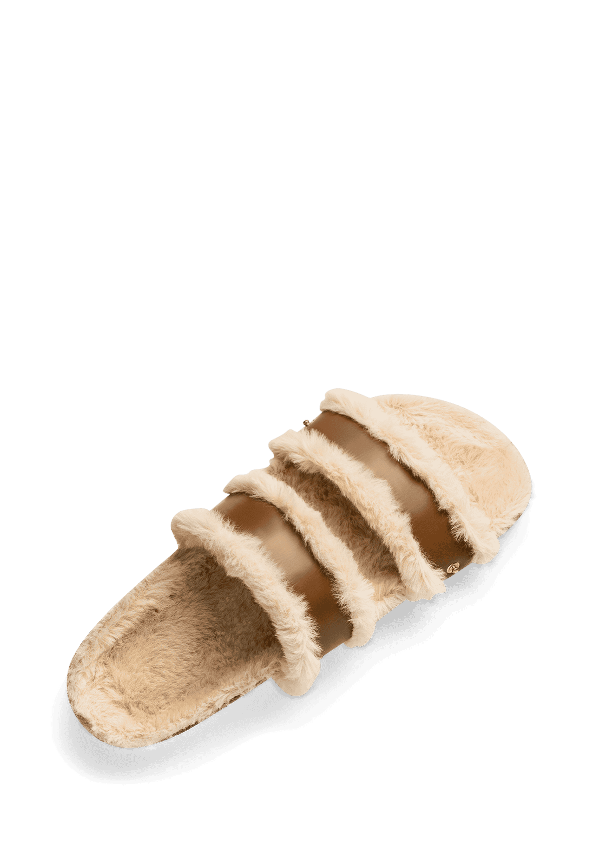 Seitenansicht auf neutralem Hintergrund des Produktes Casual Cork Fur in der Farbe Cognac