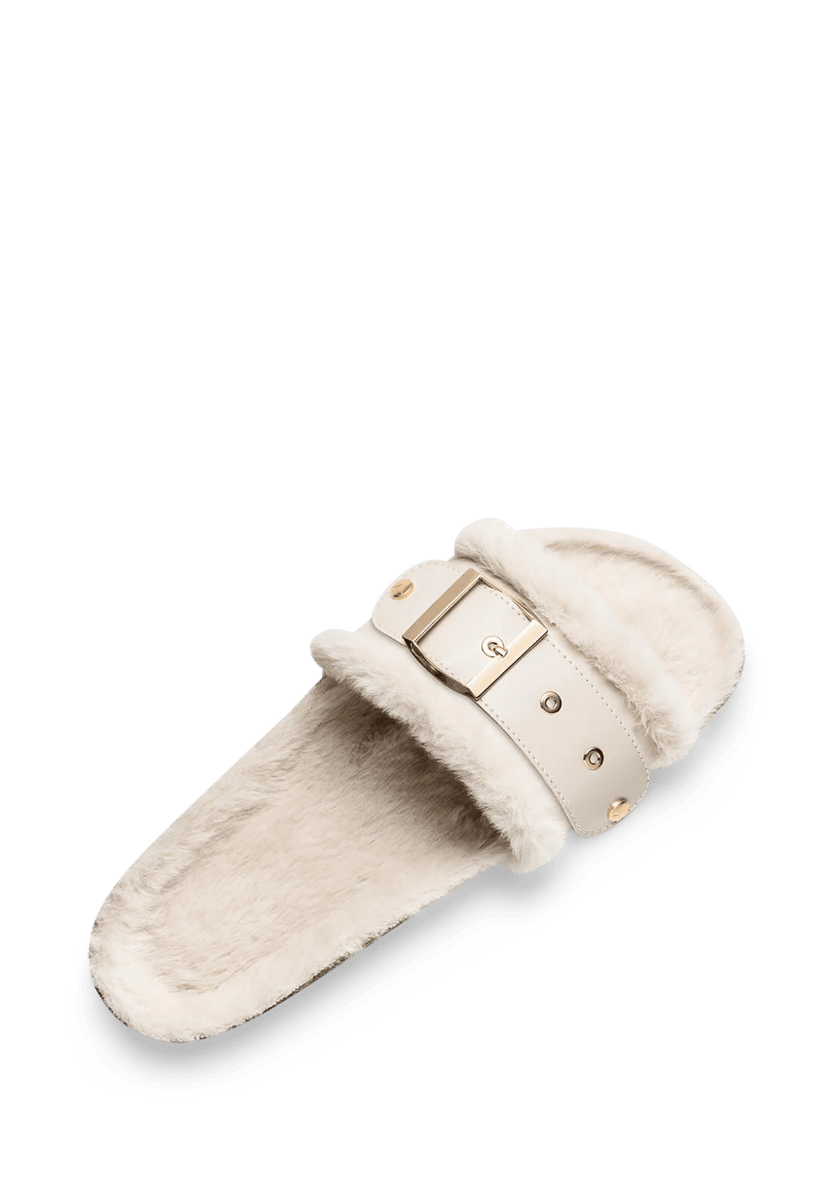Seitenansicht auf neutralem Hintergrund des Produktes Casual Cork Fur in der Farbe Crema