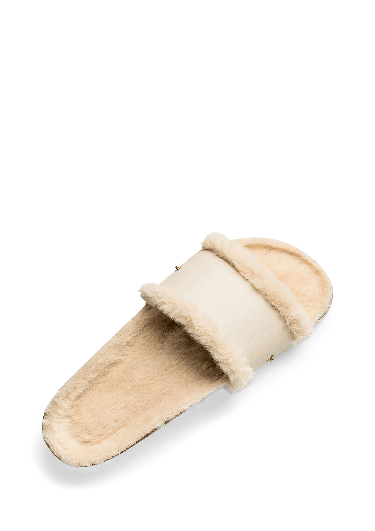 Seitenansicht auf neutralem Hintergrund des Produktes Casual Cork Fur in der Farbe Crema