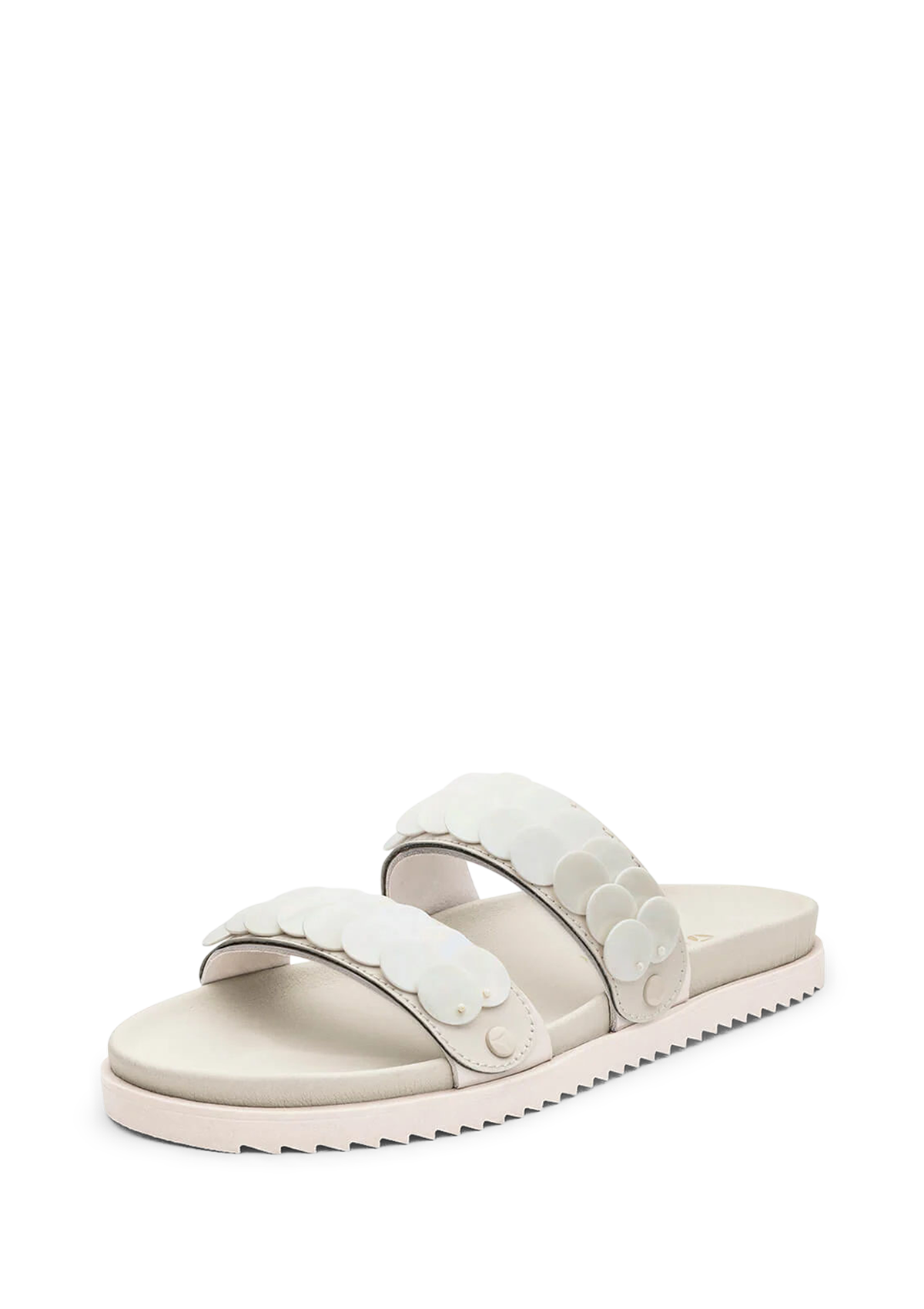 Frontalansicht auf neutralem Hintergrund des Produktes Shiny Plate in der Farbe Crema