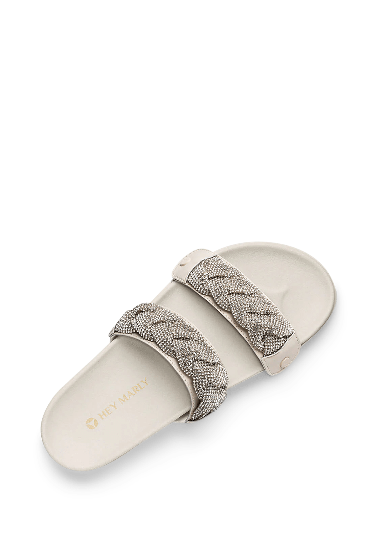 Seitenansicht auf neutralem Hintergrund des Produktes Braided Glitter in der Farbe Casual Clean Crema