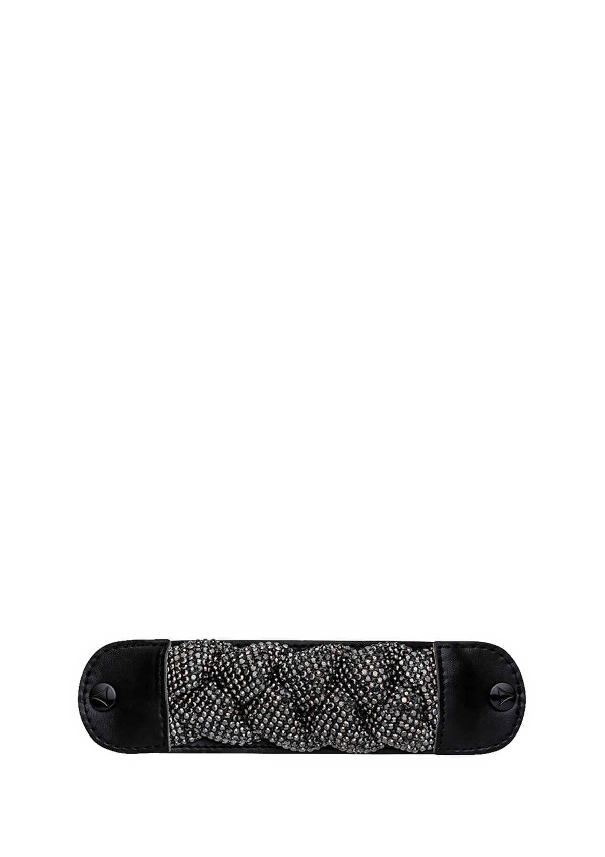 Frontalansicht auf neutralem Hintergrund des Produktes Braided Glitter in der Farbe Black