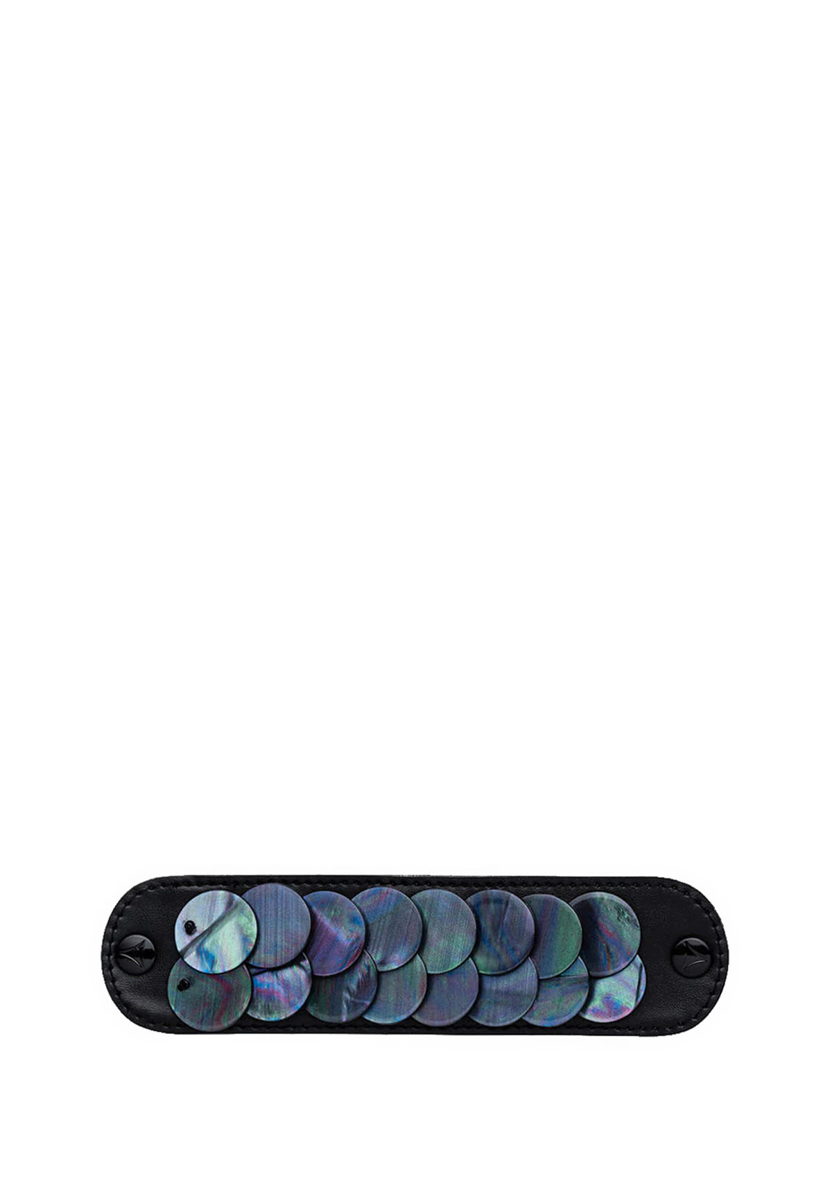 Frontalansicht auf neutralem Hintergrund des Produktes Shiny Plate in der Farbe Black