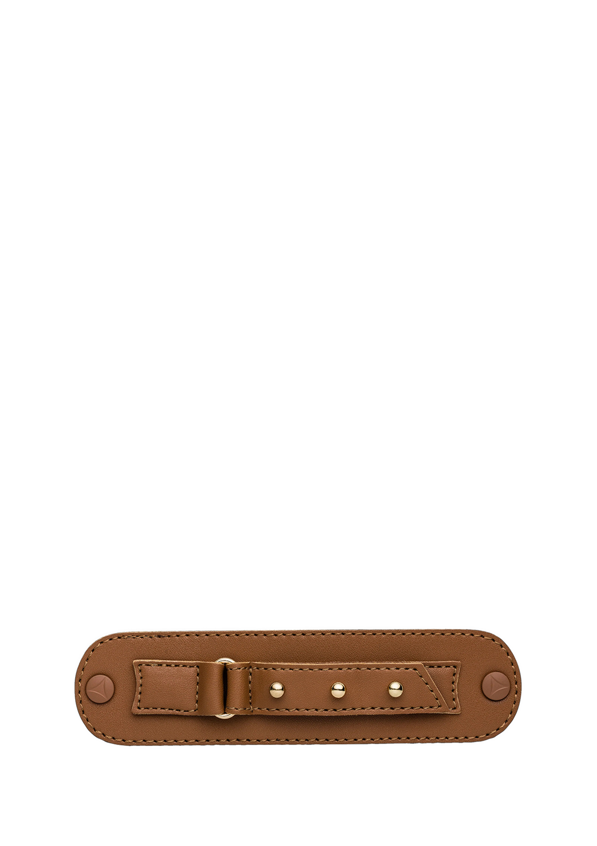 Frontalansicht auf neutralem Hintergrund des Produktes Pin Stud in der Farbe Cognac