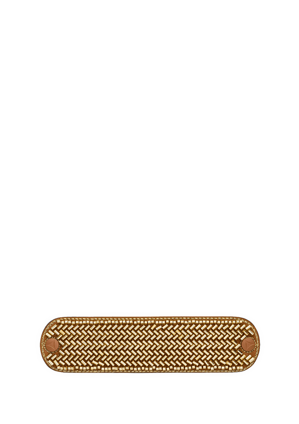 Frontalansicht auf neutralem Hintergrund des Produktes Metallic Beads in der Farbe Cognac
