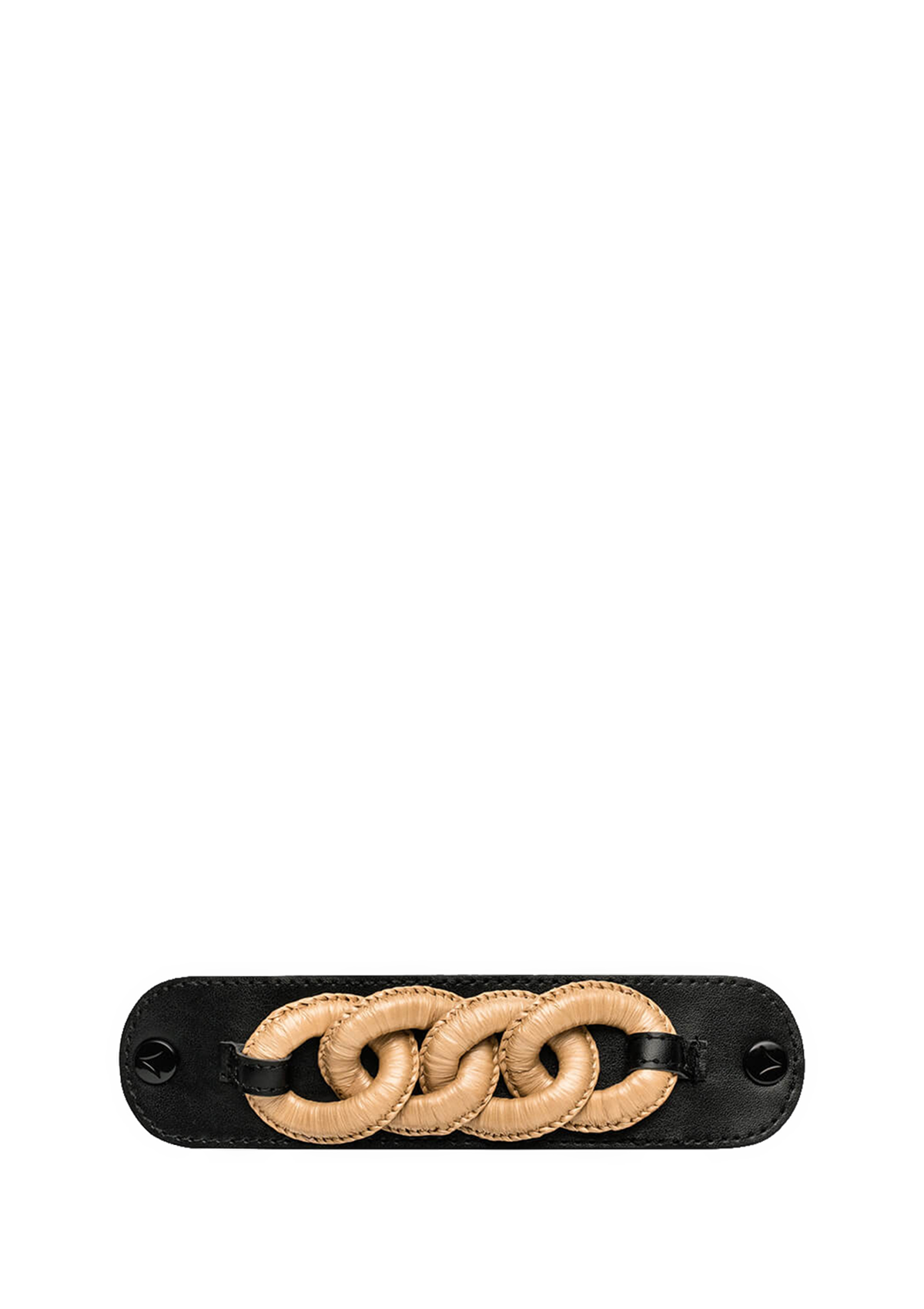 Frontalansicht auf neutralem Hintergrund des Produktes Raffia Chain in der Farbe Black