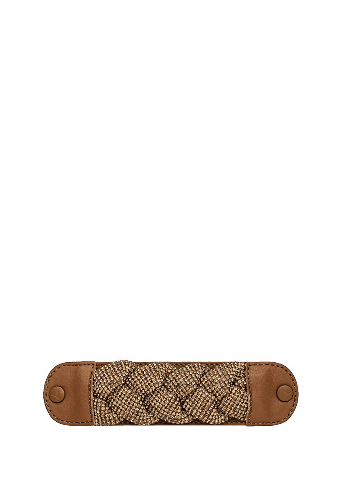 Frontalansicht auf neutralem Hintergrund des Produktes Braided Glitter in der Farbe Cognac