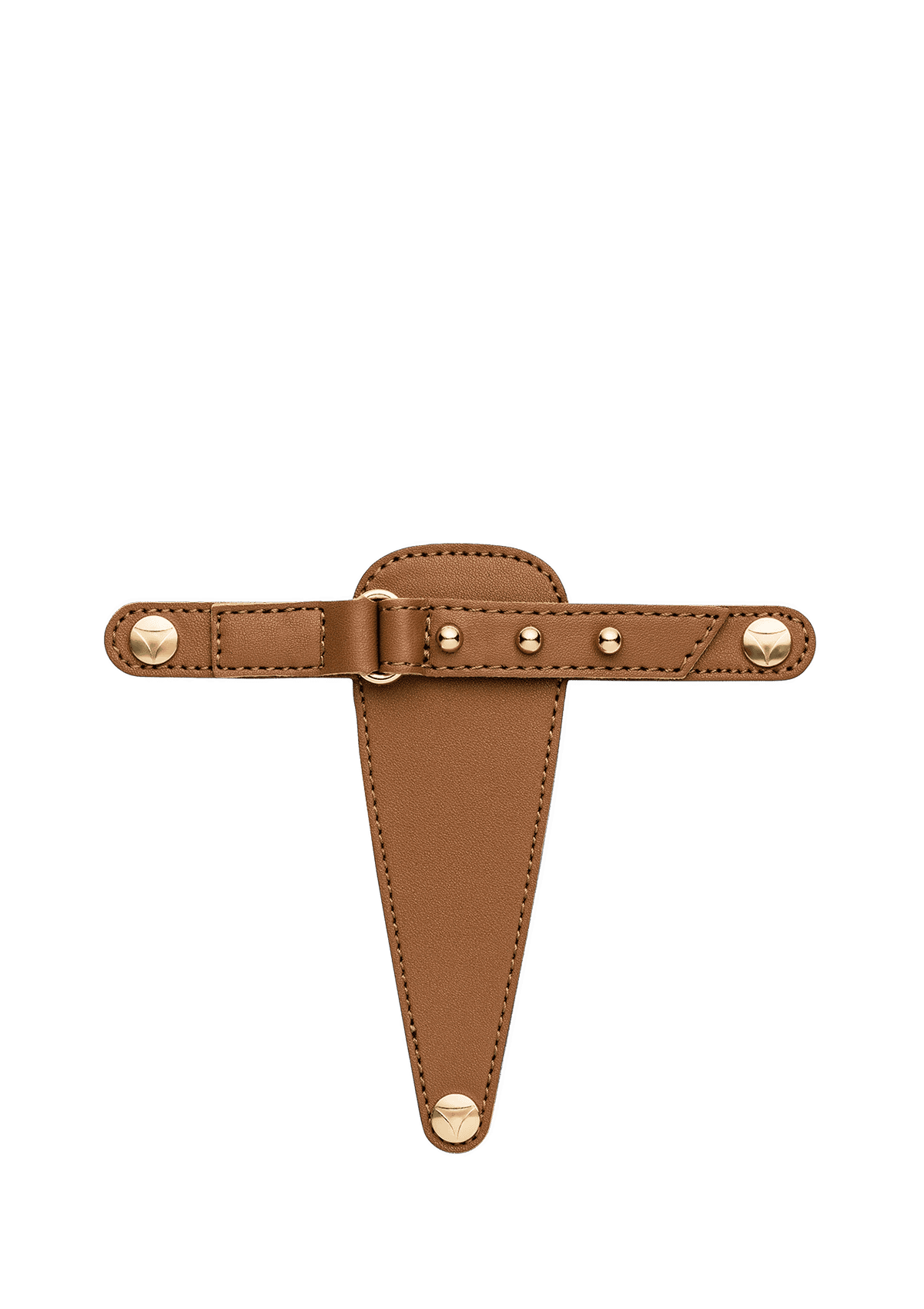 Frontalansicht auf neutralem Hintergrund des Produktes Pin Stud in der Farbe Cognac