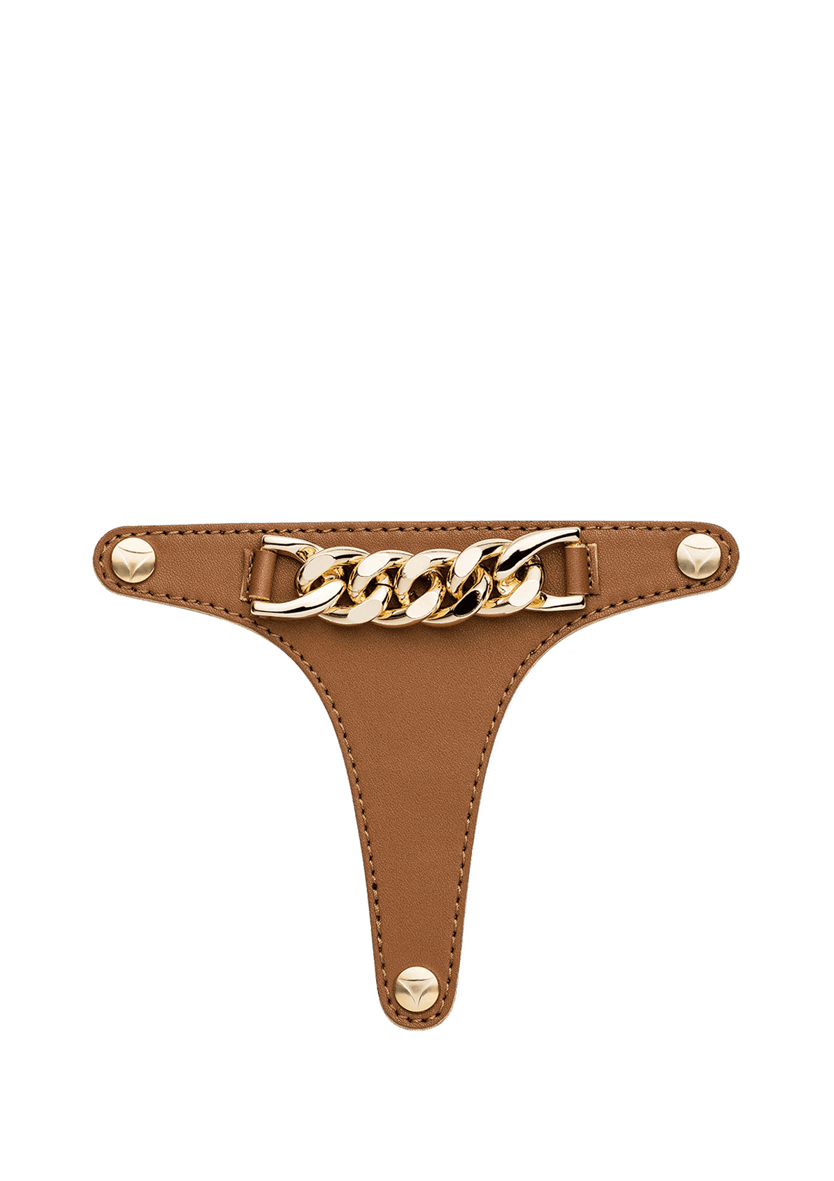 Frontalansicht auf neutralem Hintergrund des Produktes Gold Chain in der Farbe Cognac