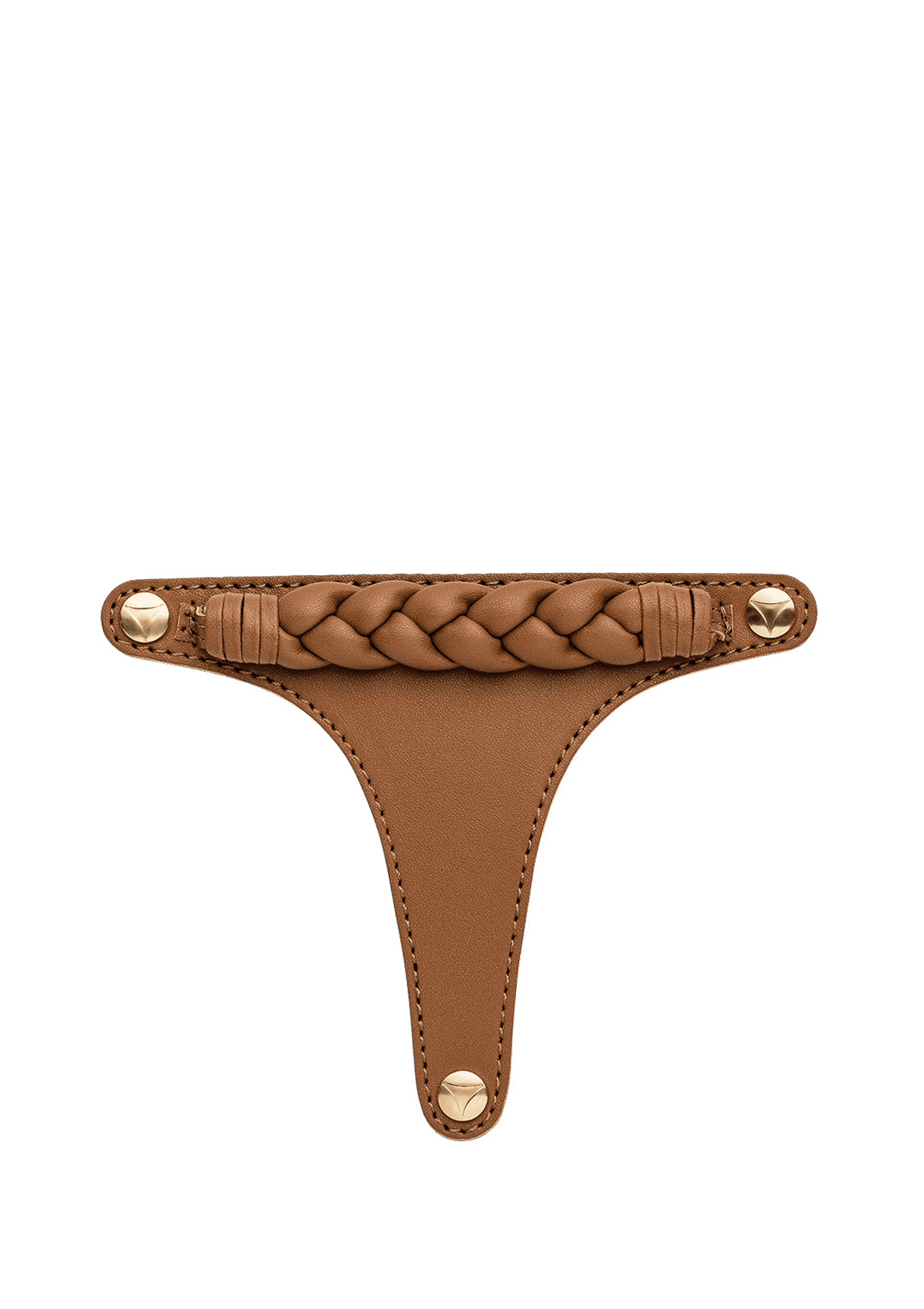 Frontalansicht auf neutralem Hintergrund des Produktes Braided in der Farbe Cognac