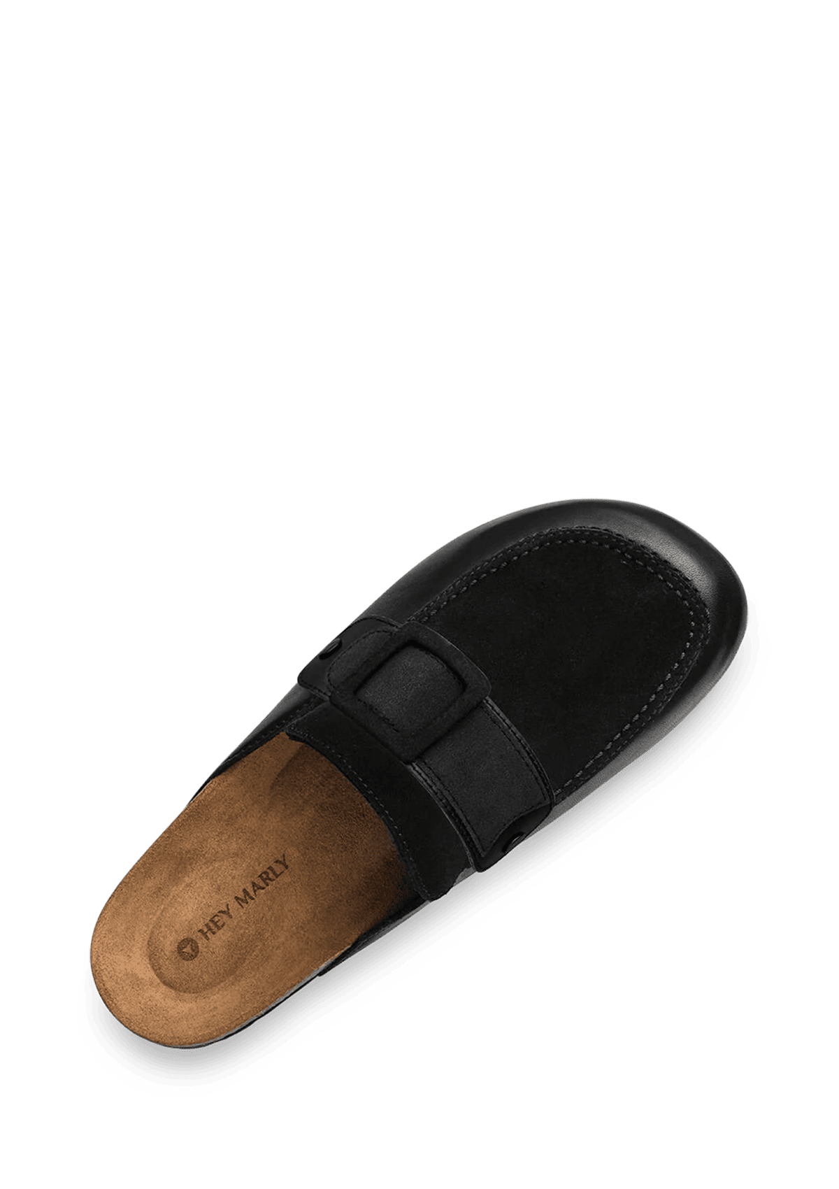 Seitenansicht auf neutralem Hintergrund des Produktes Comfy Classic in der Farbe Cloafer Black