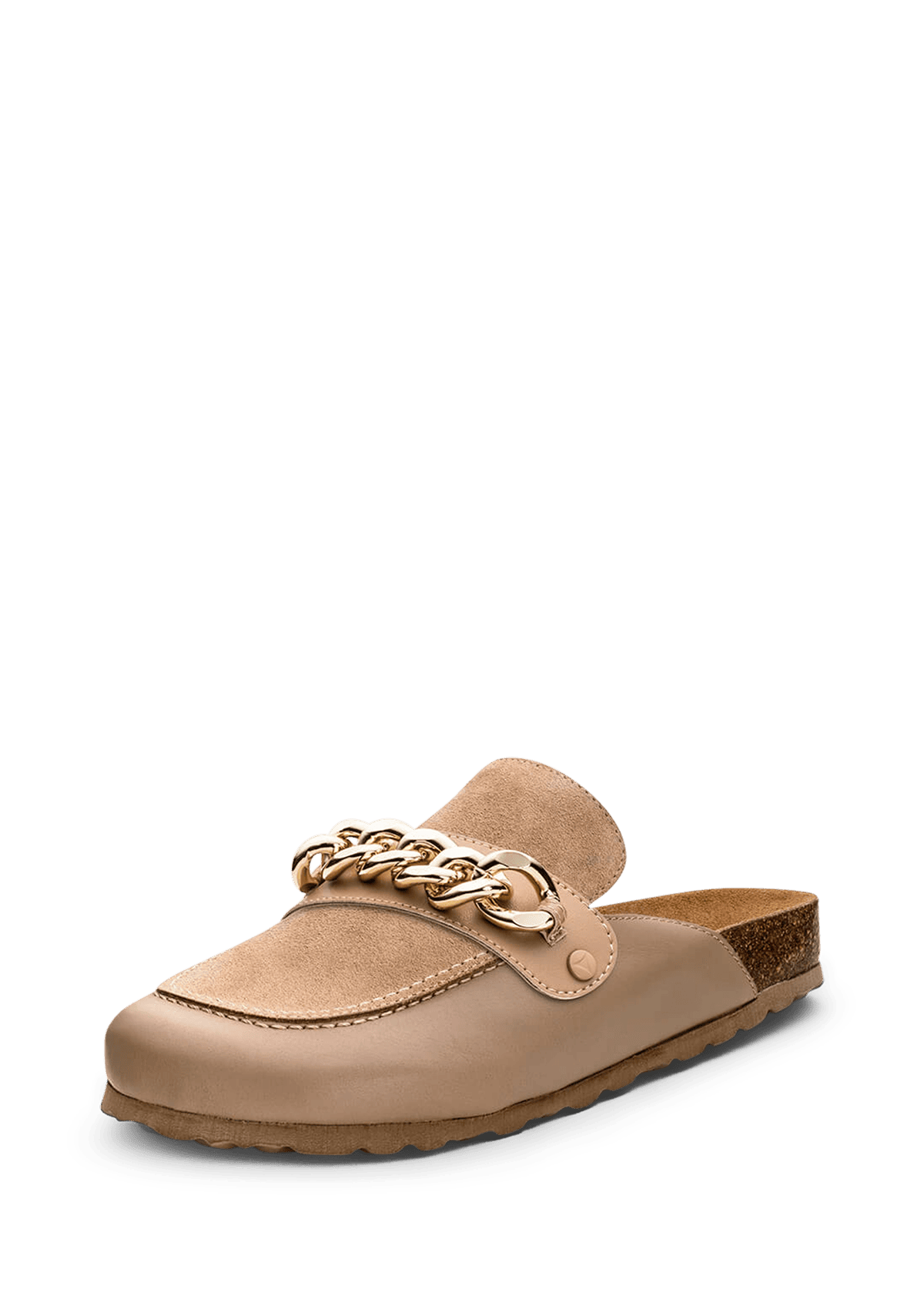 Frontalansicht auf neutralem Hintergrund des Produktes Gold Chain in der Farbe Cloafer Sand