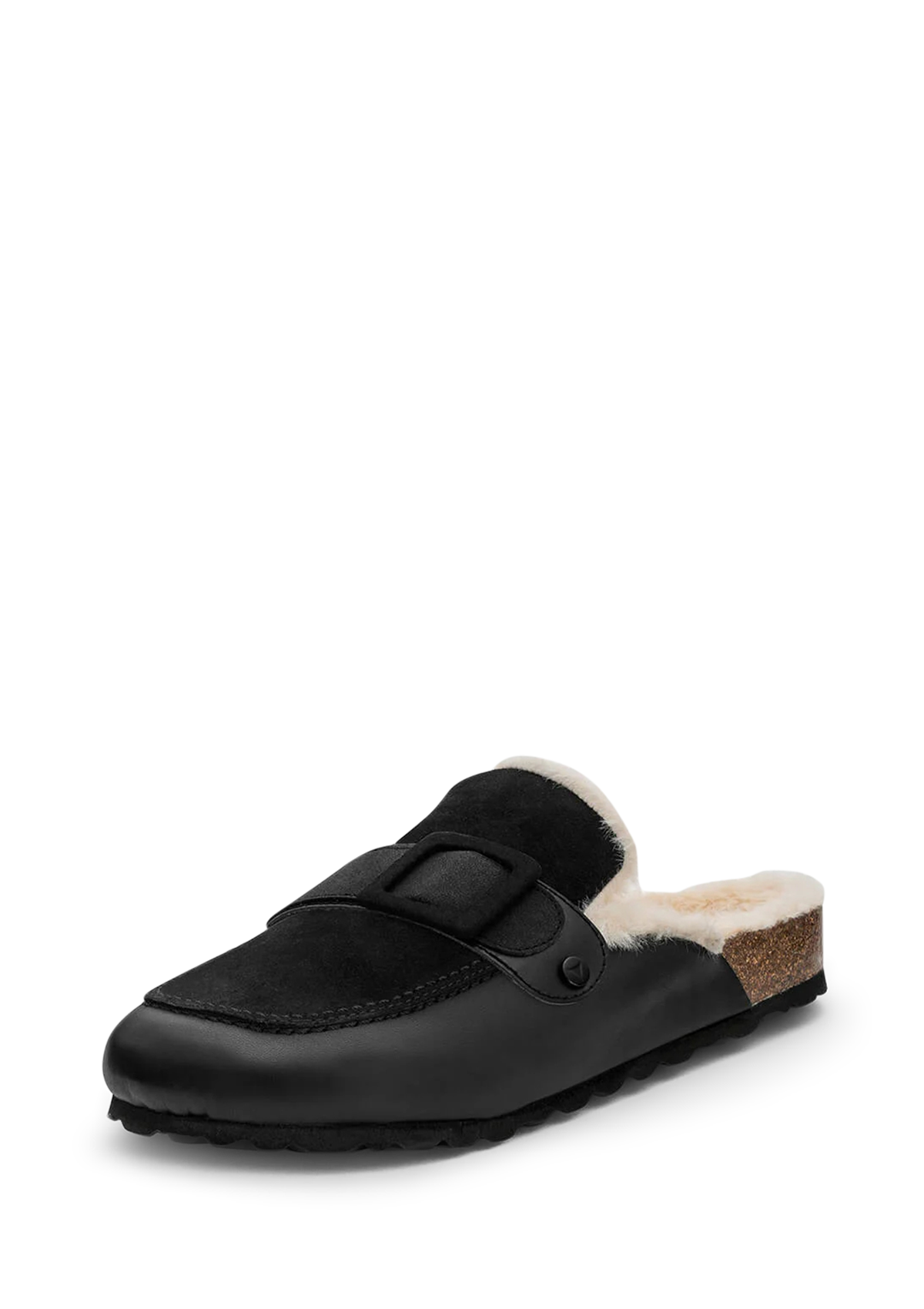 Frontalansicht auf neutralem Hintergrund des Produktes Comfy Classic in der Farbe Cloafer Fur Black