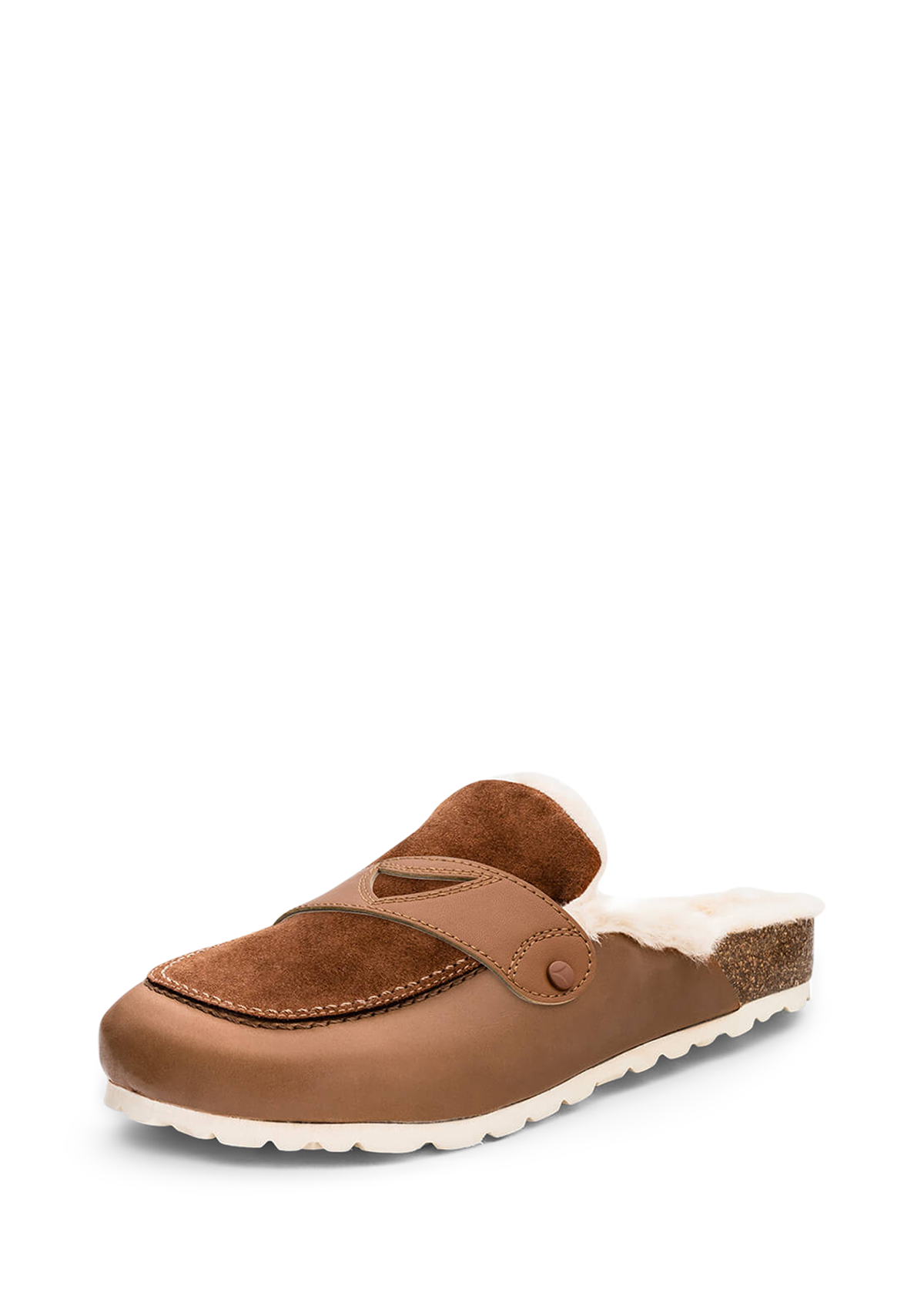 Frontalansicht auf neutralem Hintergrund des Produktes Plain Penny in der Farbe Cloafer Fur Cognac