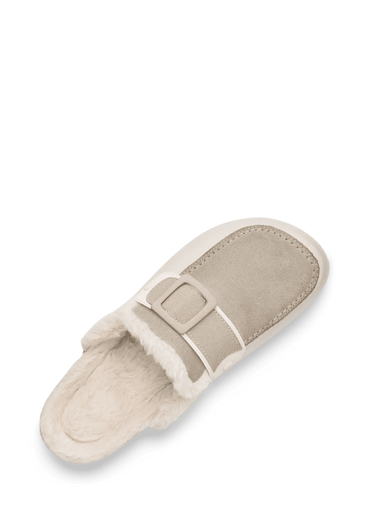 Seitenansicht auf neutralem Hintergrund des Produktes Comfy Classic in der Farbe Cloafer Fur Crema